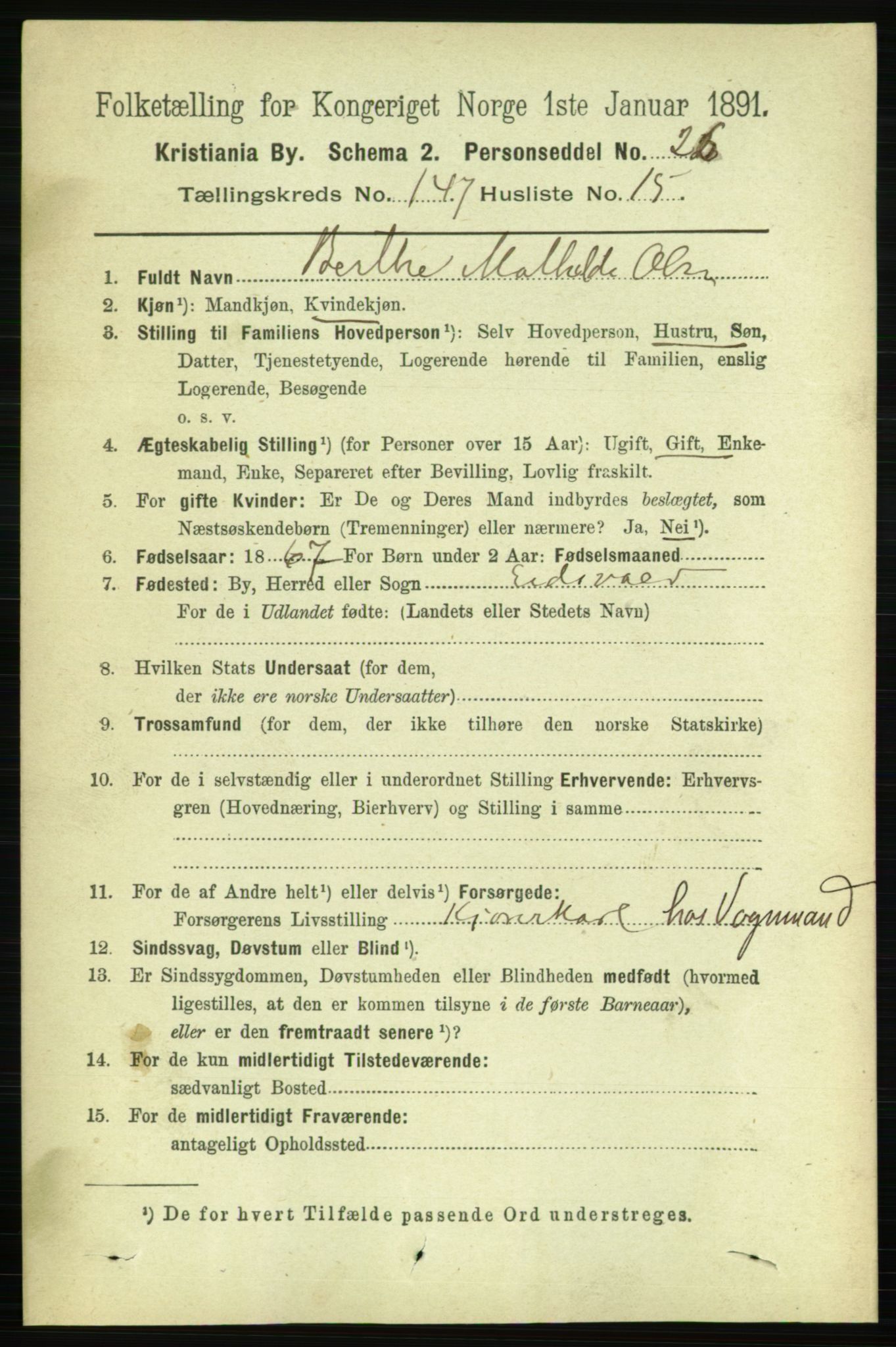 RA, 1891 census for 0301 Kristiania, 1891, p. 82054