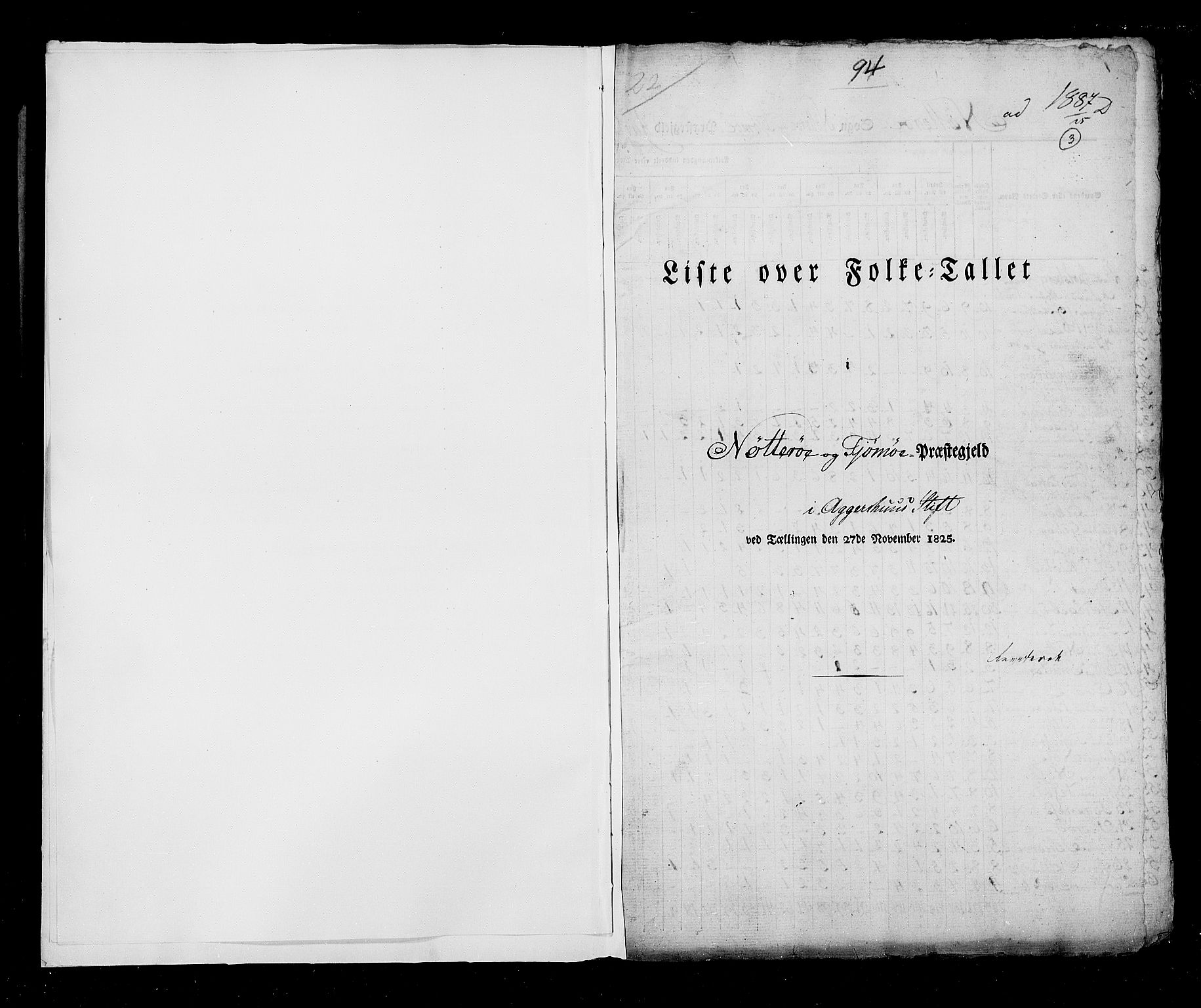 RA, Census 1825, vol. 8: Jarlsberg og Larvik amt, 1825, p. 3