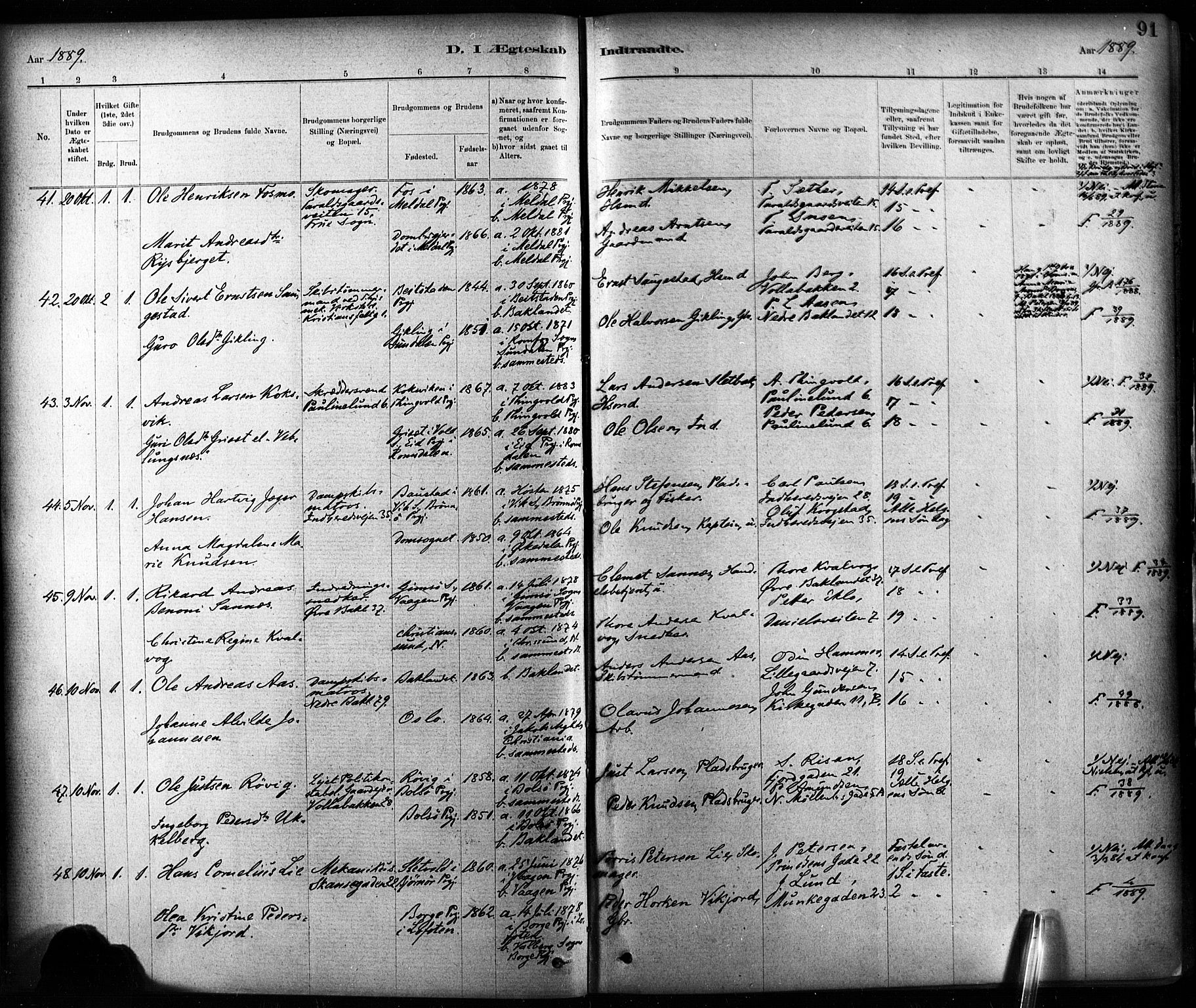 Ministerialprotokoller, klokkerbøker og fødselsregistre - Sør-Trøndelag, AV/SAT-A-1456/604/L0189: Parish register (official) no. 604A10, 1878-1892, p. 91