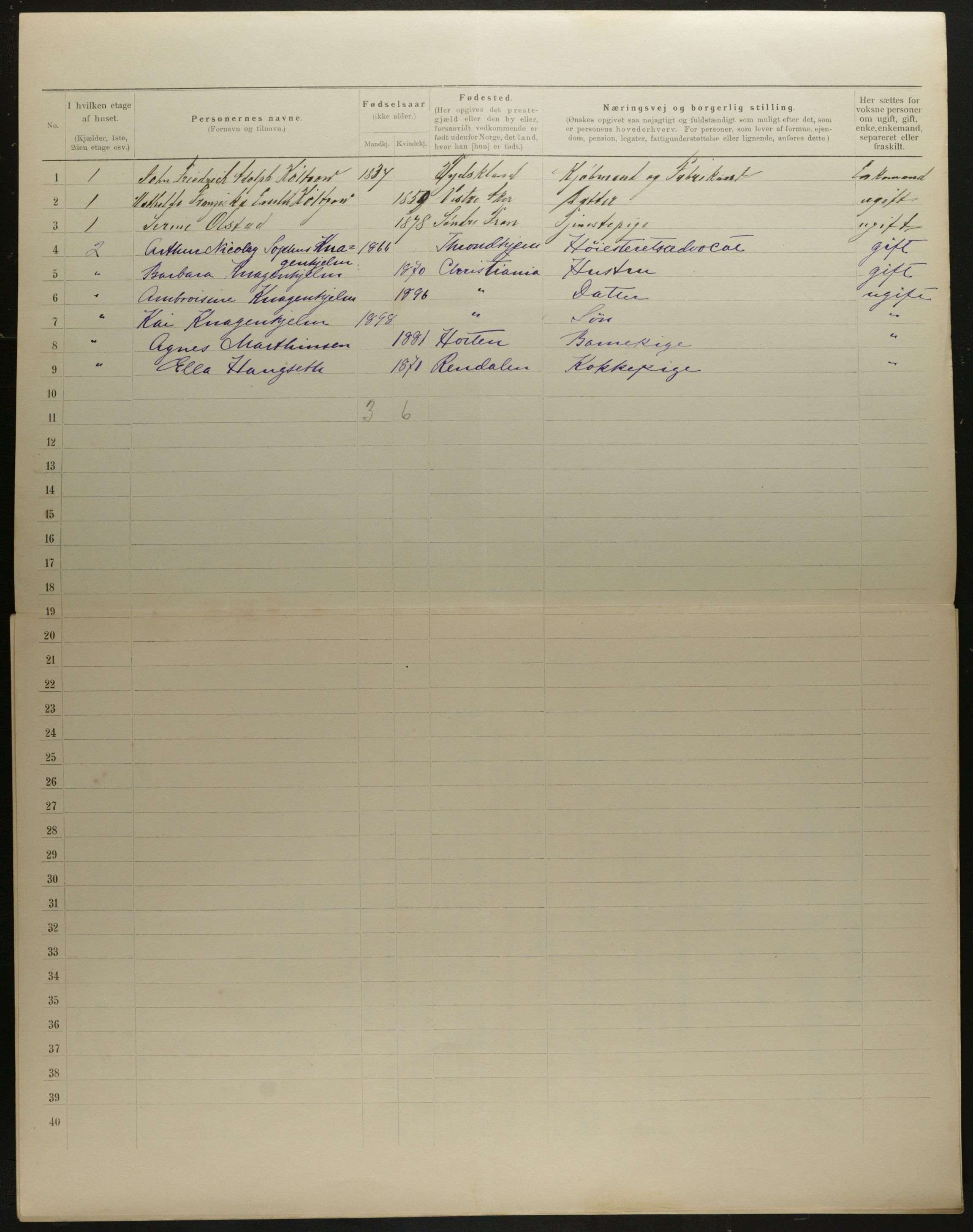 OBA, Municipal Census 1901 for Kristiania, 1901, p. 8454