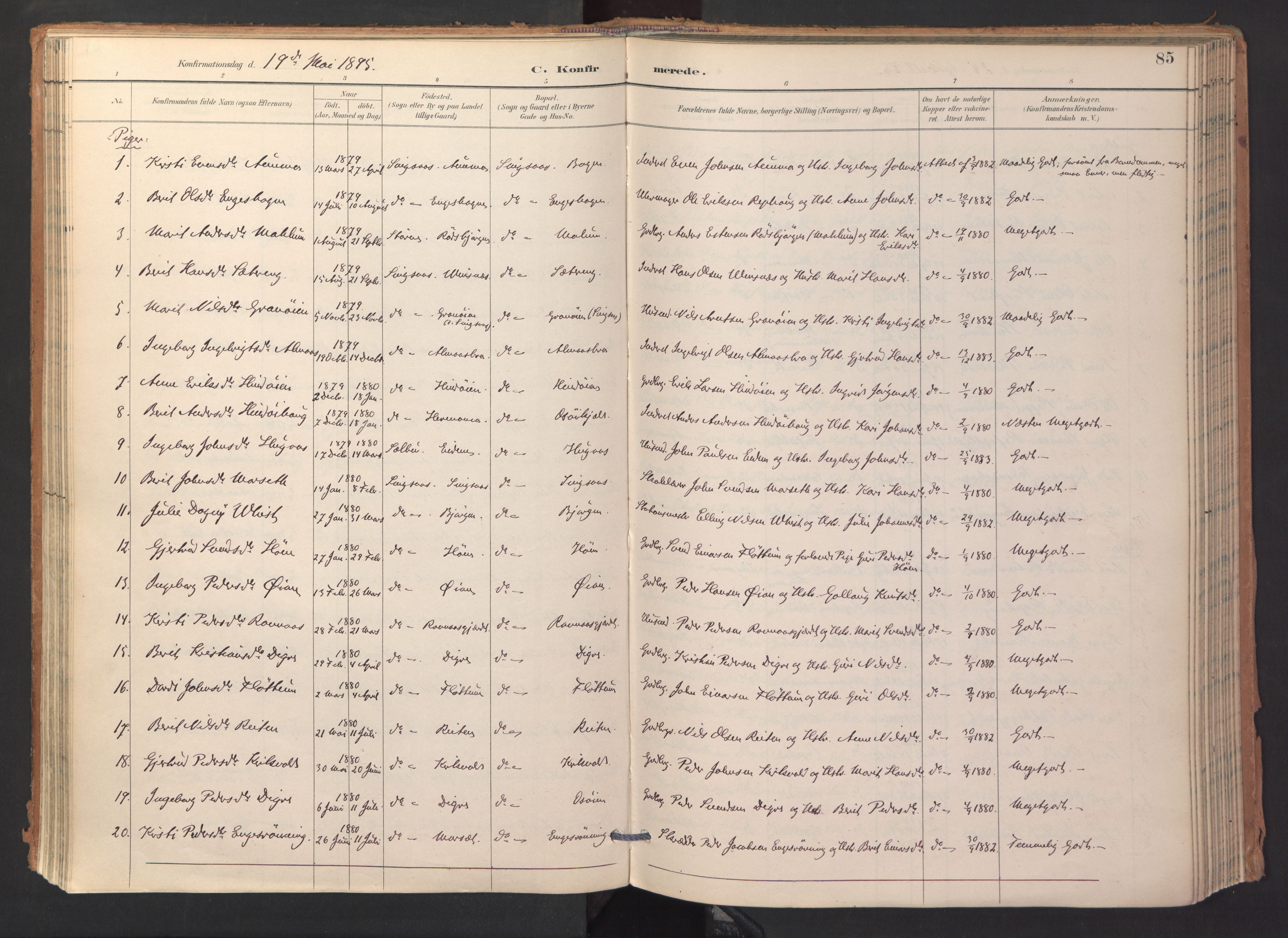 Ministerialprotokoller, klokkerbøker og fødselsregistre - Sør-Trøndelag, SAT/A-1456/688/L1025: Parish register (official) no. 688A02, 1891-1909, p. 85