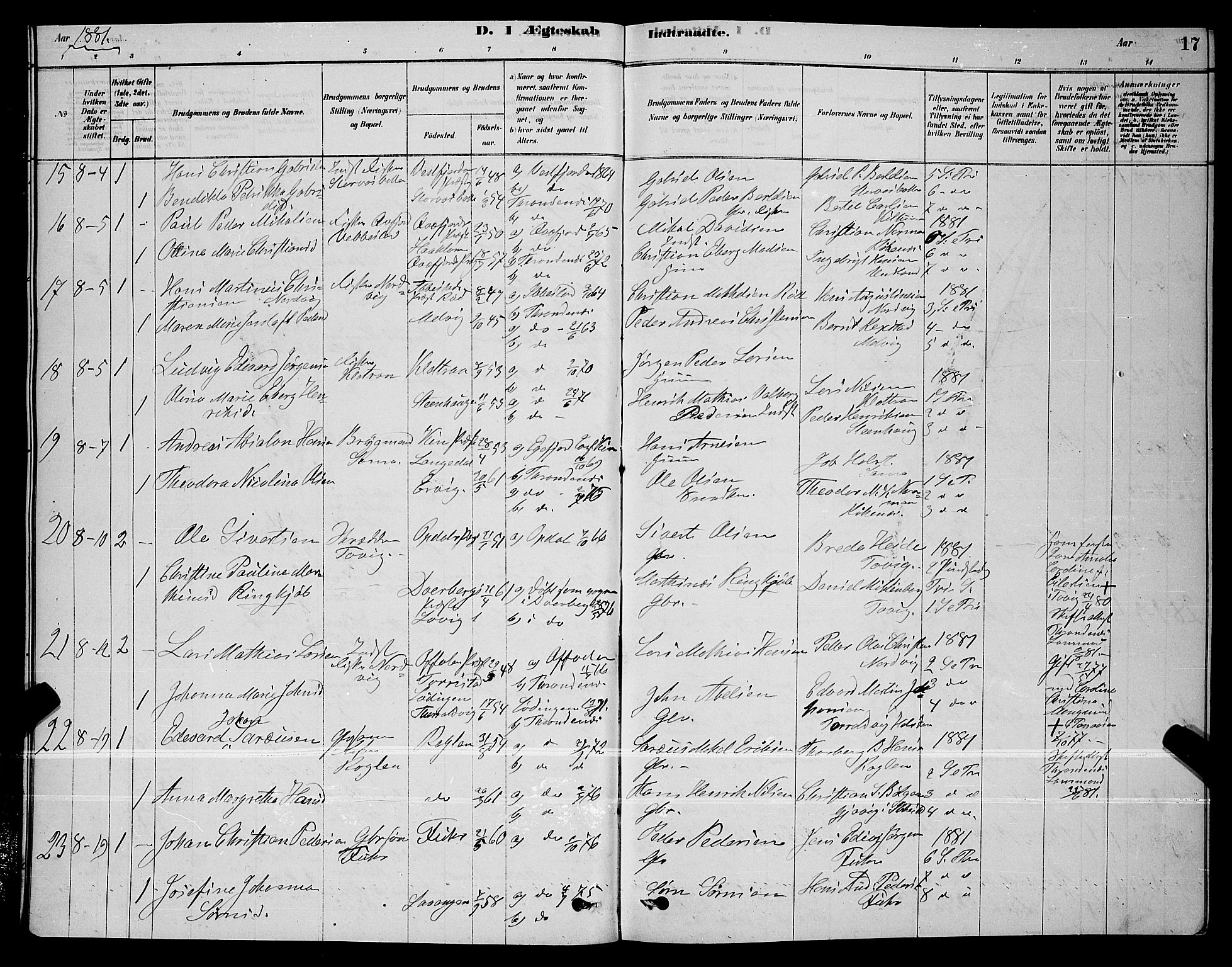 Trondenes sokneprestkontor, SATØ/S-1319/H/Hb/L0010klokker: Parish register (copy) no. 10, 1878-1890, p. 17