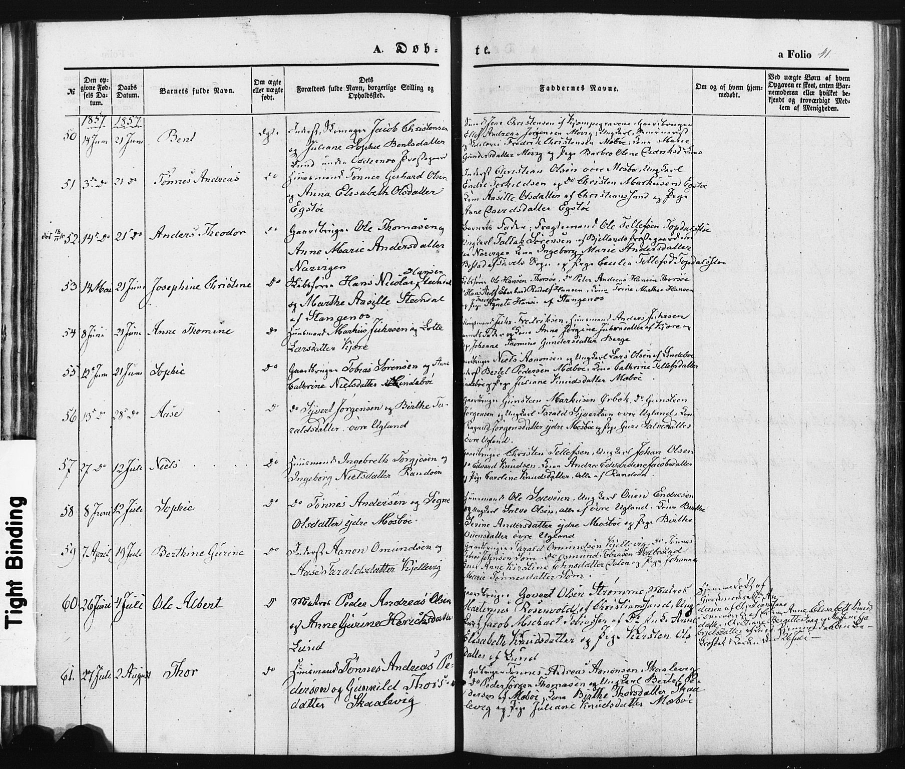 Oddernes sokneprestkontor, AV/SAK-1111-0033/F/Fa/Faa/L0007: Parish register (official) no. A 7, 1851-1863, p. 41