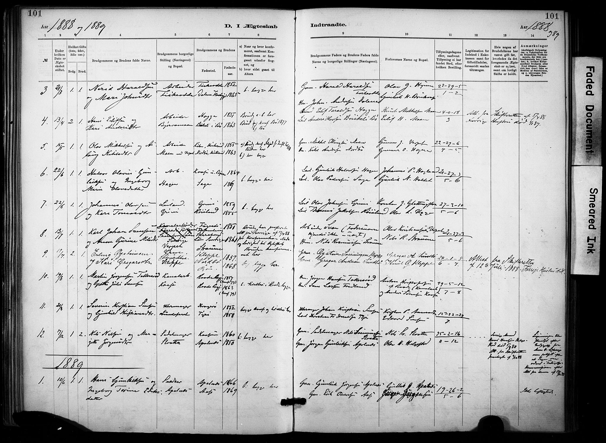 Lunde kirkebøker, SAKO/A-282/F/Fa/L0002: Parish register (official) no. I 2, 1884-1892, p. 101