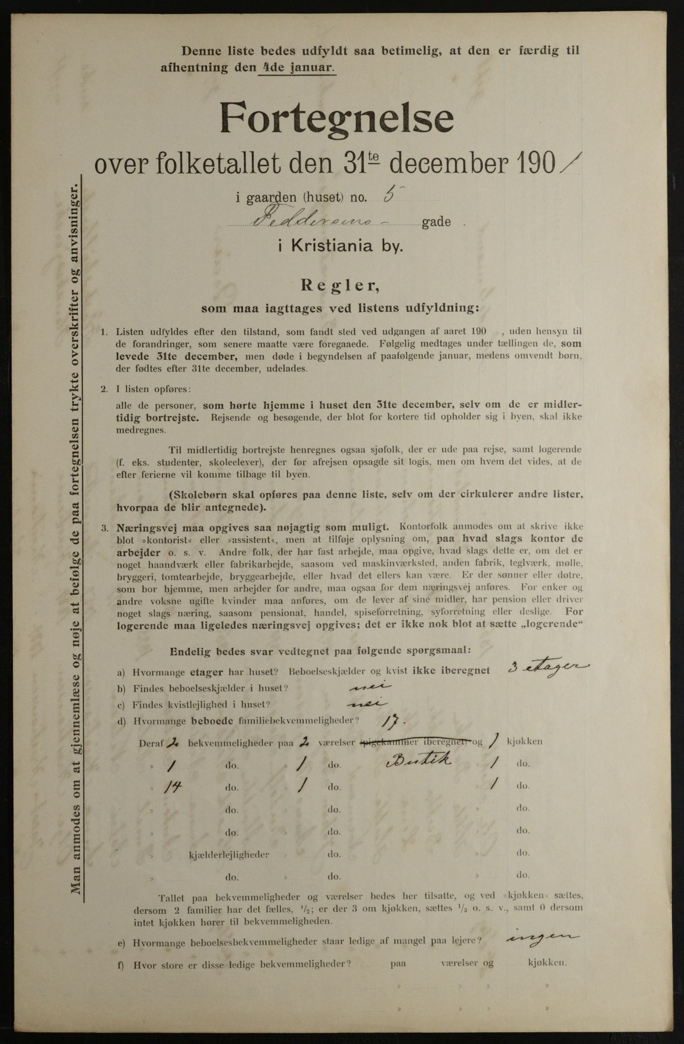 OBA, Municipal Census 1901 for Kristiania, 1901, p. 3879