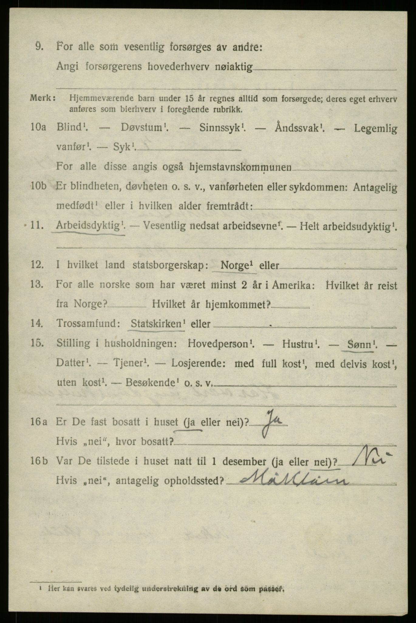 SAB, 1920 census for Innvik, 1920, p. 6106