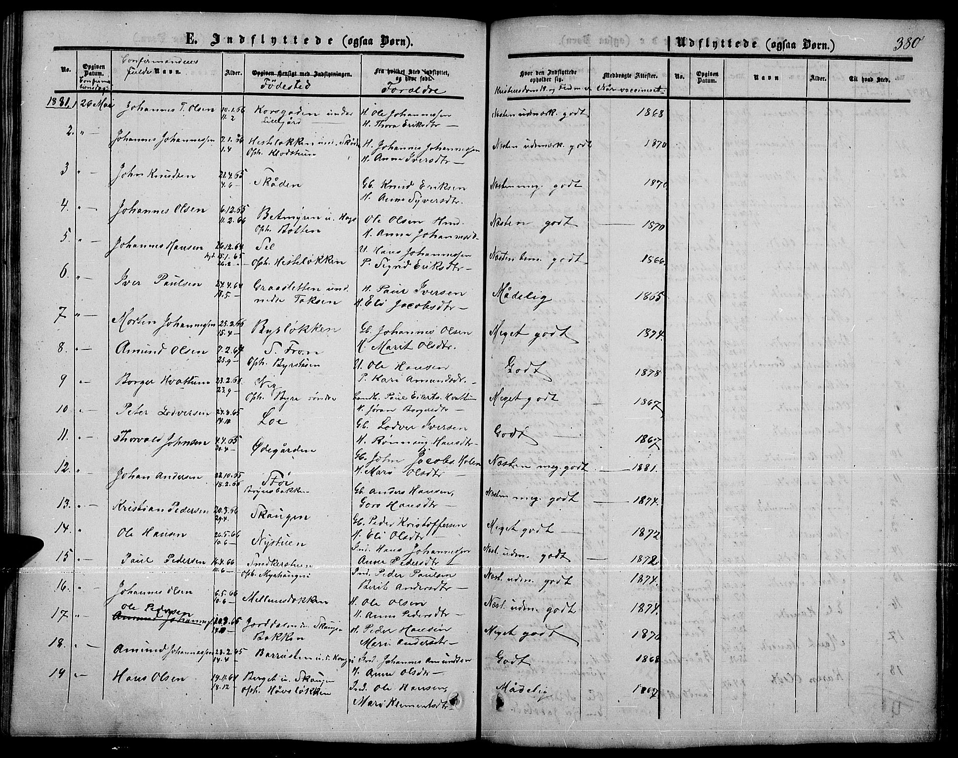 Nord-Fron prestekontor, SAH/PREST-080/H/Ha/Hab/L0001: Parish register (copy) no. 1, 1851-1883, p. 380