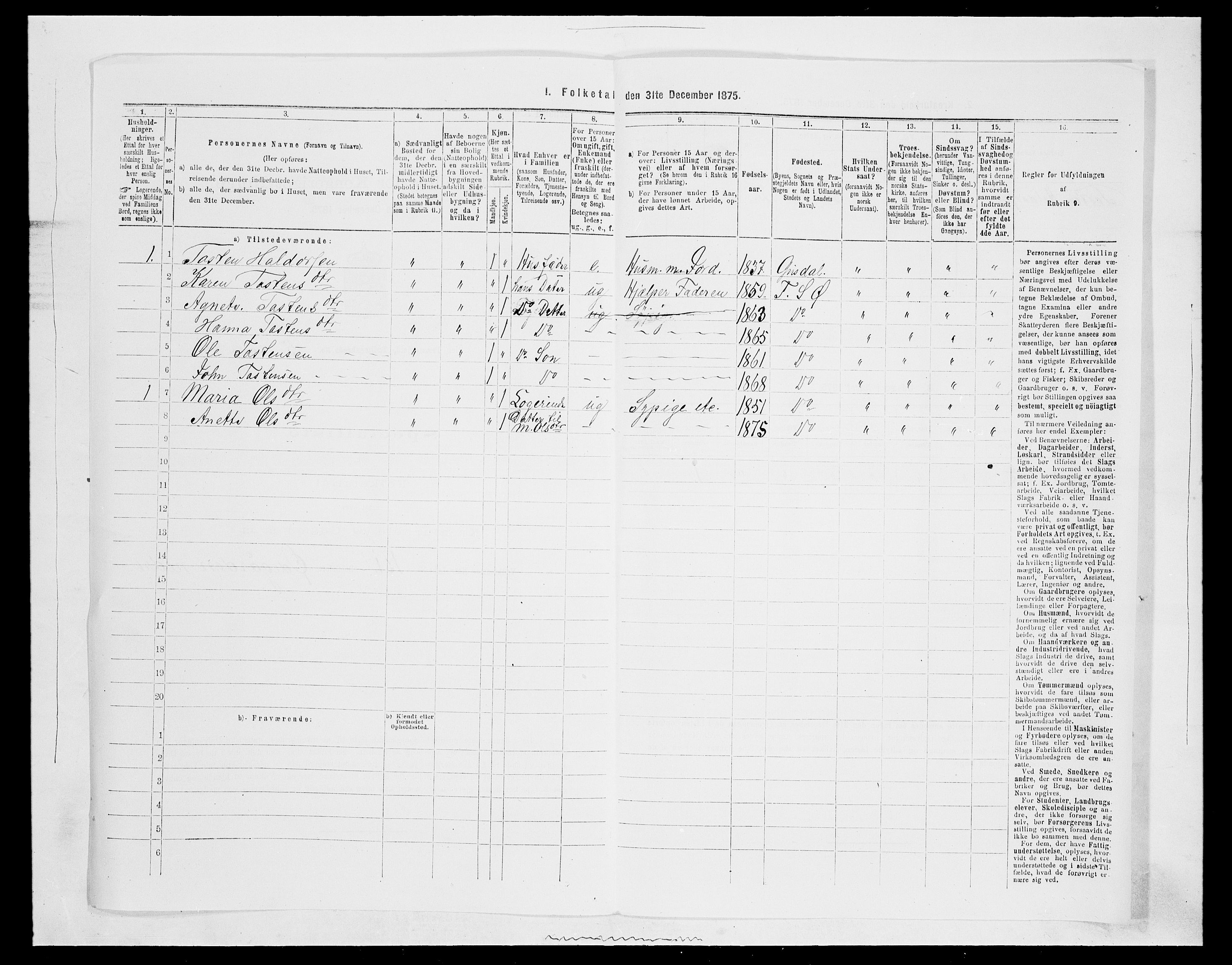 SAH, 1875 census for 0521P Øyer, 1875, p. 1123