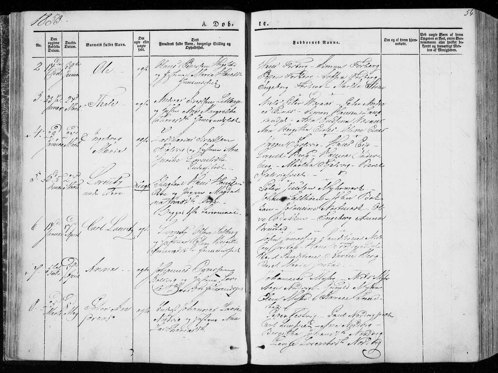 Ministerialprotokoller, klokkerbøker og fødselsregistre - Nord-Trøndelag, SAT/A-1458/722/L0218: Parish register (official) no. 722A05, 1843-1868, p. 54