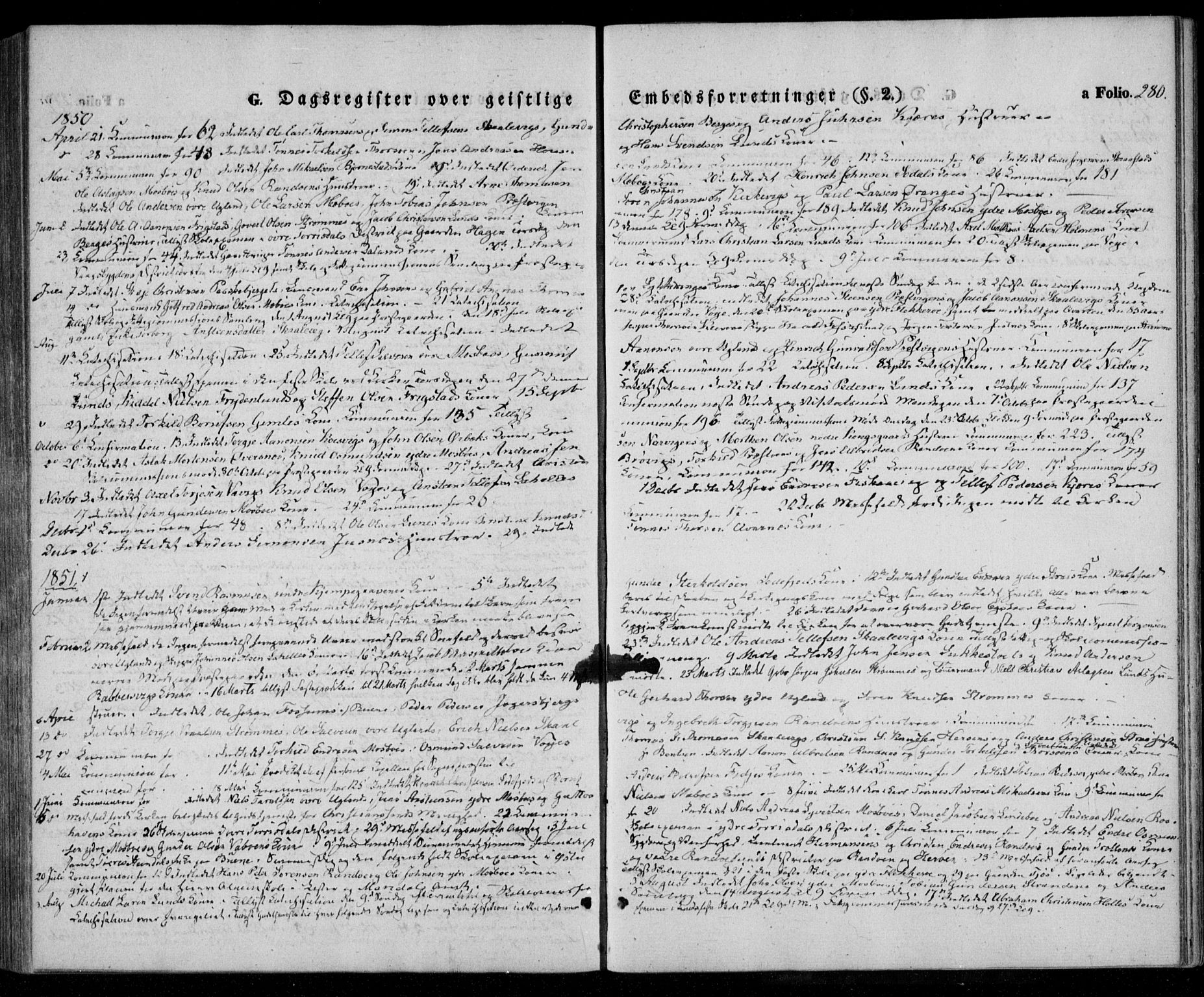 Oddernes sokneprestkontor, AV/SAK-1111-0033/F/Fa/Faa/L0006: Parish register (official) no. A 6, 1838-1851, p. 280