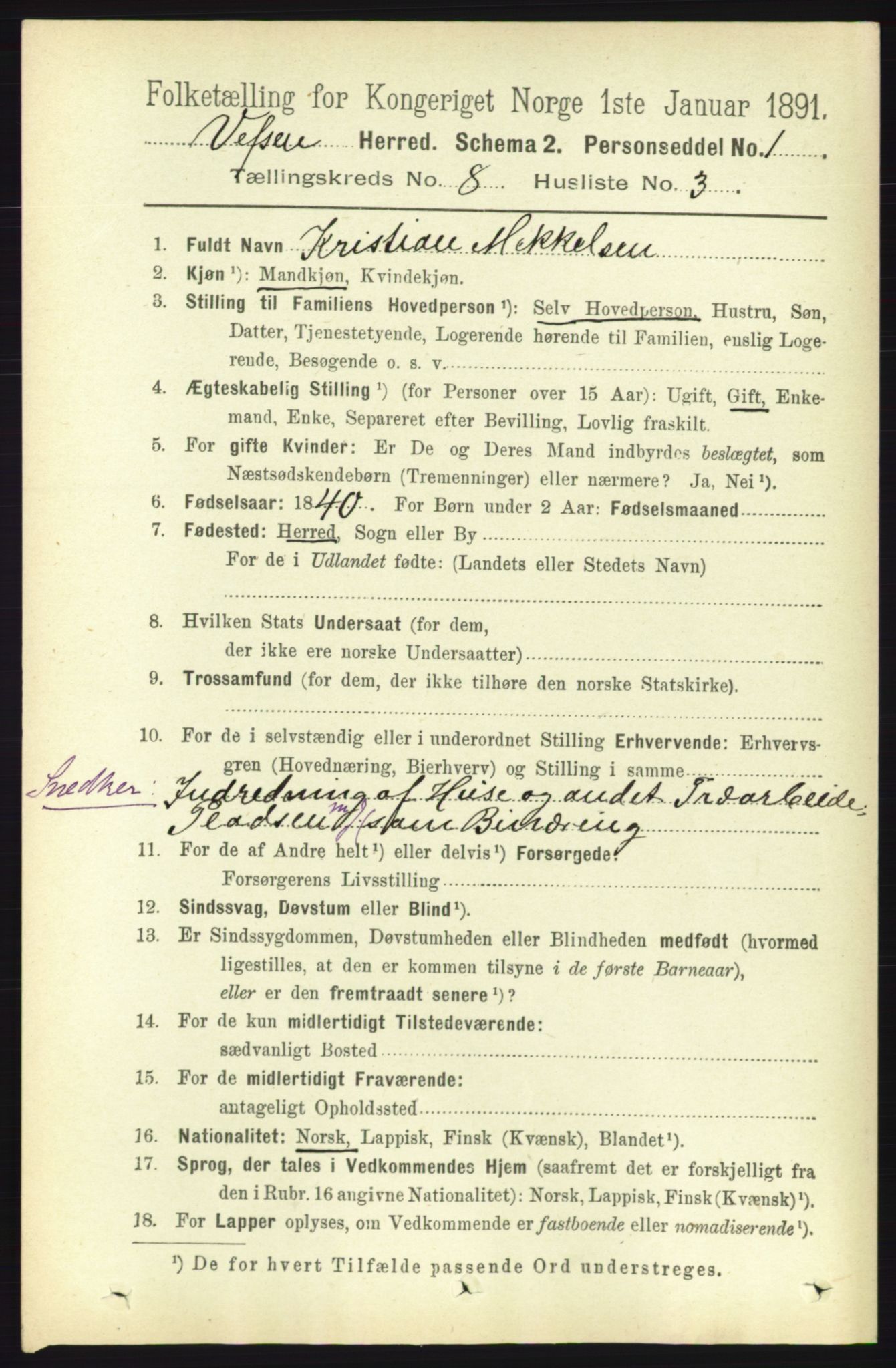 RA, 1891 census for 1824 Vefsn, 1891, p. 4249