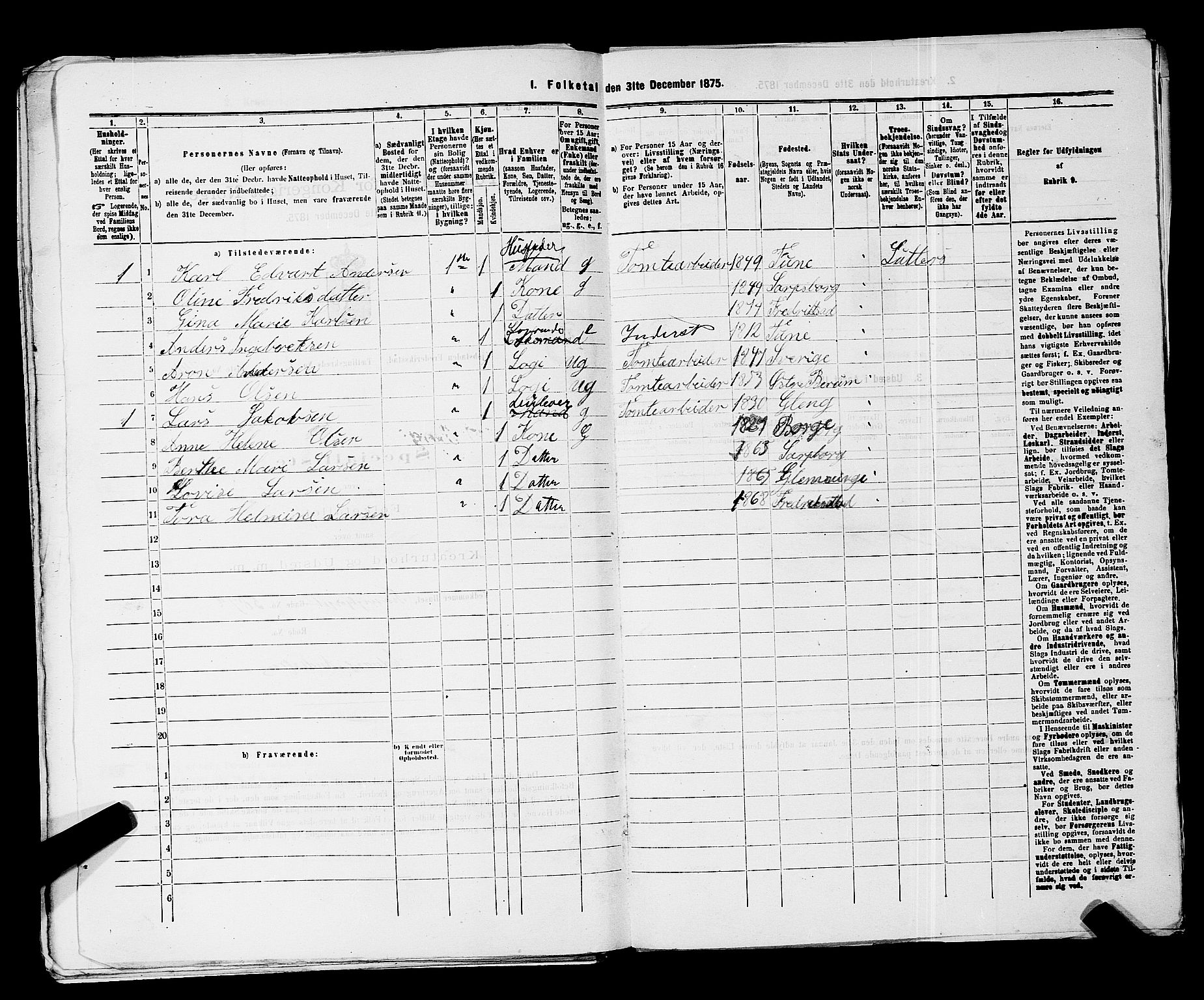 RA, 1875 census for 0103B Fredrikstad/Fredrikstad, 1875, p. 1695