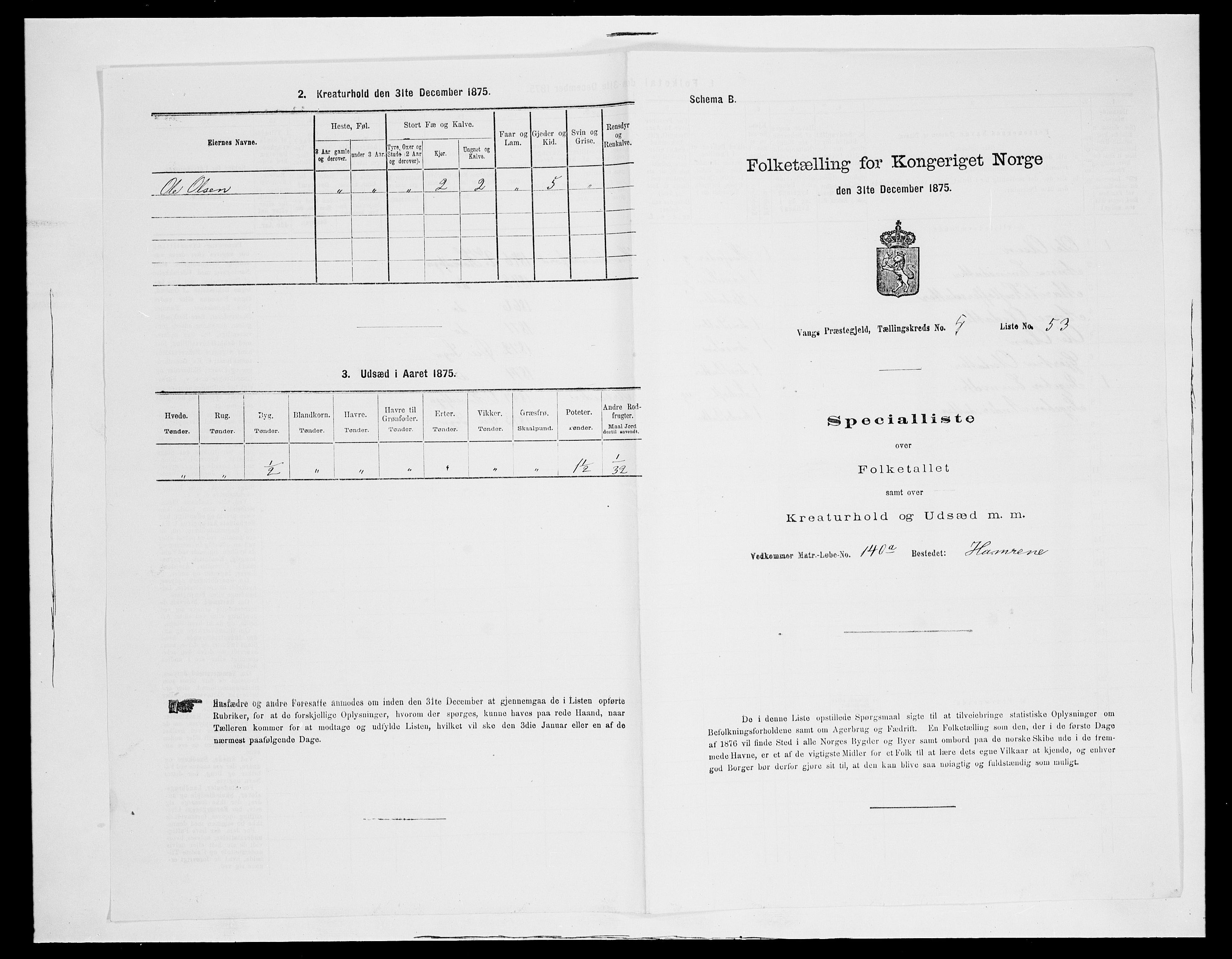 SAH, 1875 census for 0545P Vang, 1875, p. 544