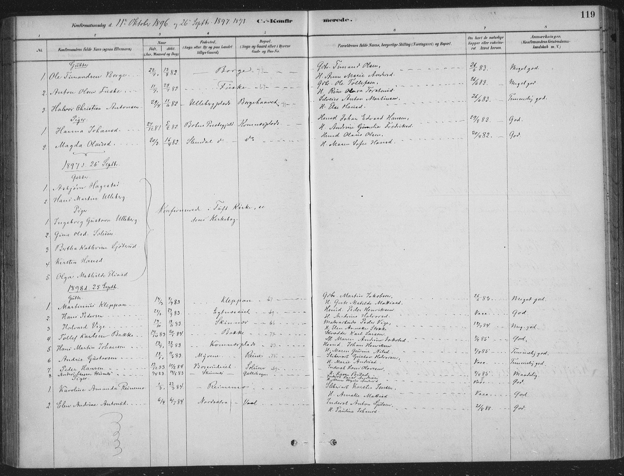 Sandsvær kirkebøker, AV/SAKO-A-244/F/Fe/L0001: Parish register (official) no. V 1, 1878-1936, p. 119