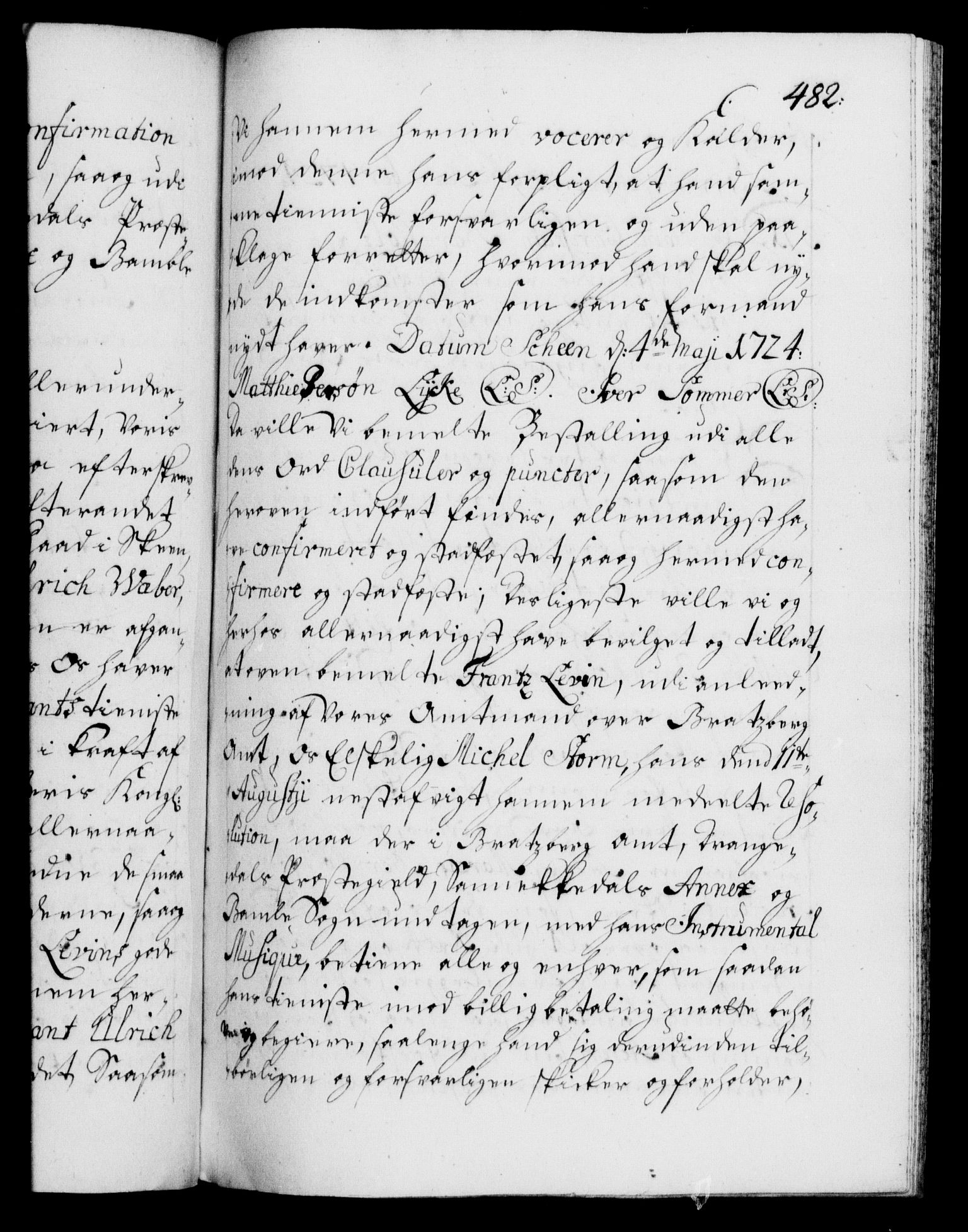 Danske Kanselli 1572-1799, AV/RA-EA-3023/F/Fc/Fca/Fcaa/L0024: Norske registre, 1723-1725, p. 482a