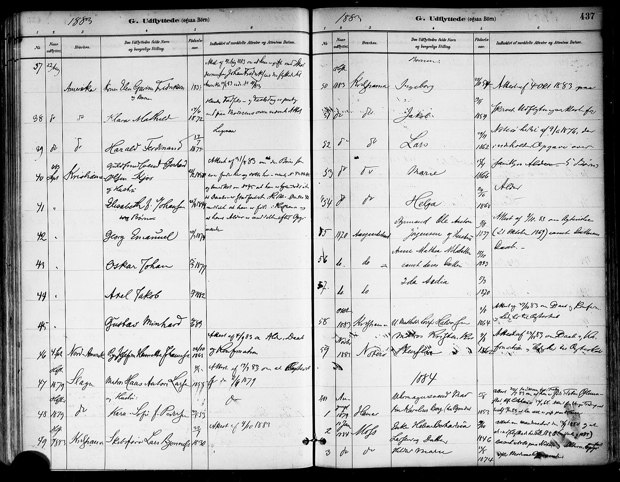 Tønsberg kirkebøker, SAKO/A-330/F/Fa/L0011: Parish register (official) no. I 11, 1881-1890, p. 437