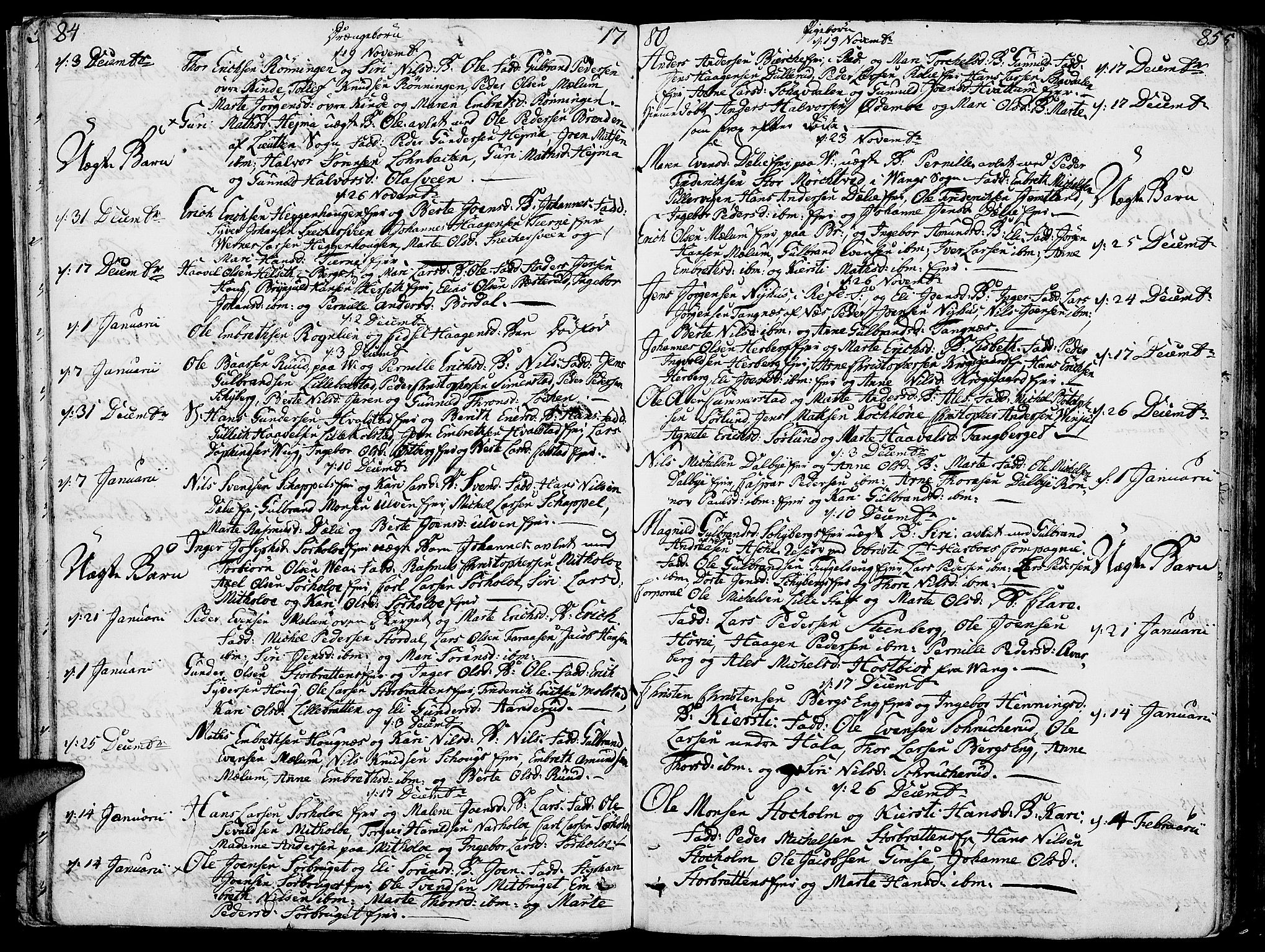 Ringsaker prestekontor, SAH/PREST-014/K/Ka/L0003: Parish register (official) no. 3, 1775-1798, p. 84-85