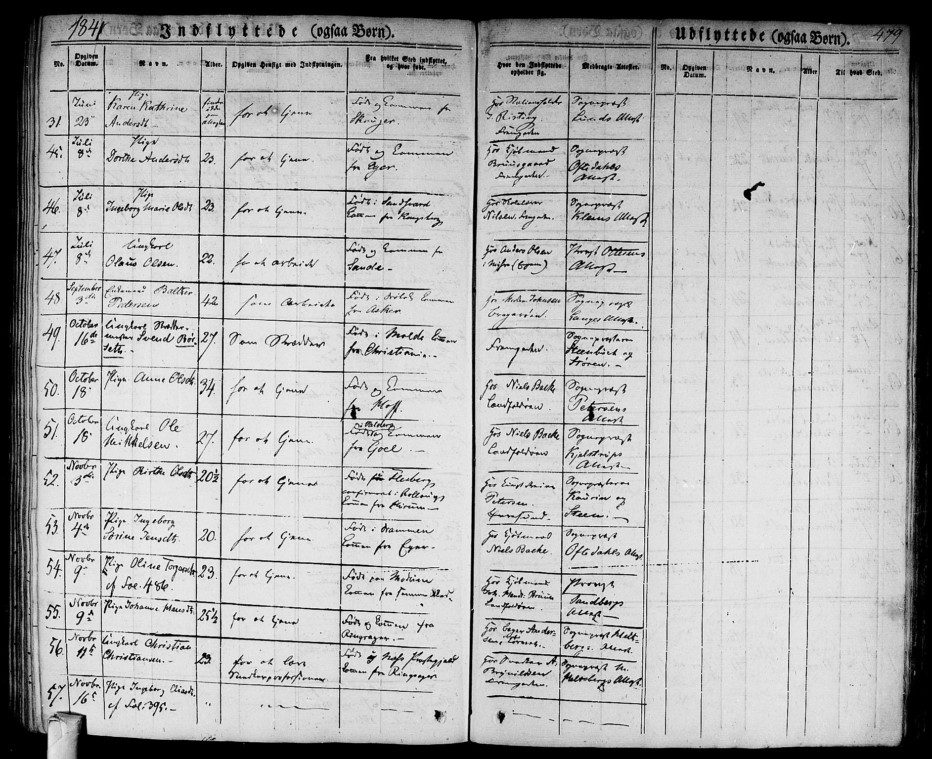 Bragernes kirkebøker, AV/SAKO-A-6/F/Fb/L0001: Parish register (official) no. II 1, 1830-1847, p. 479