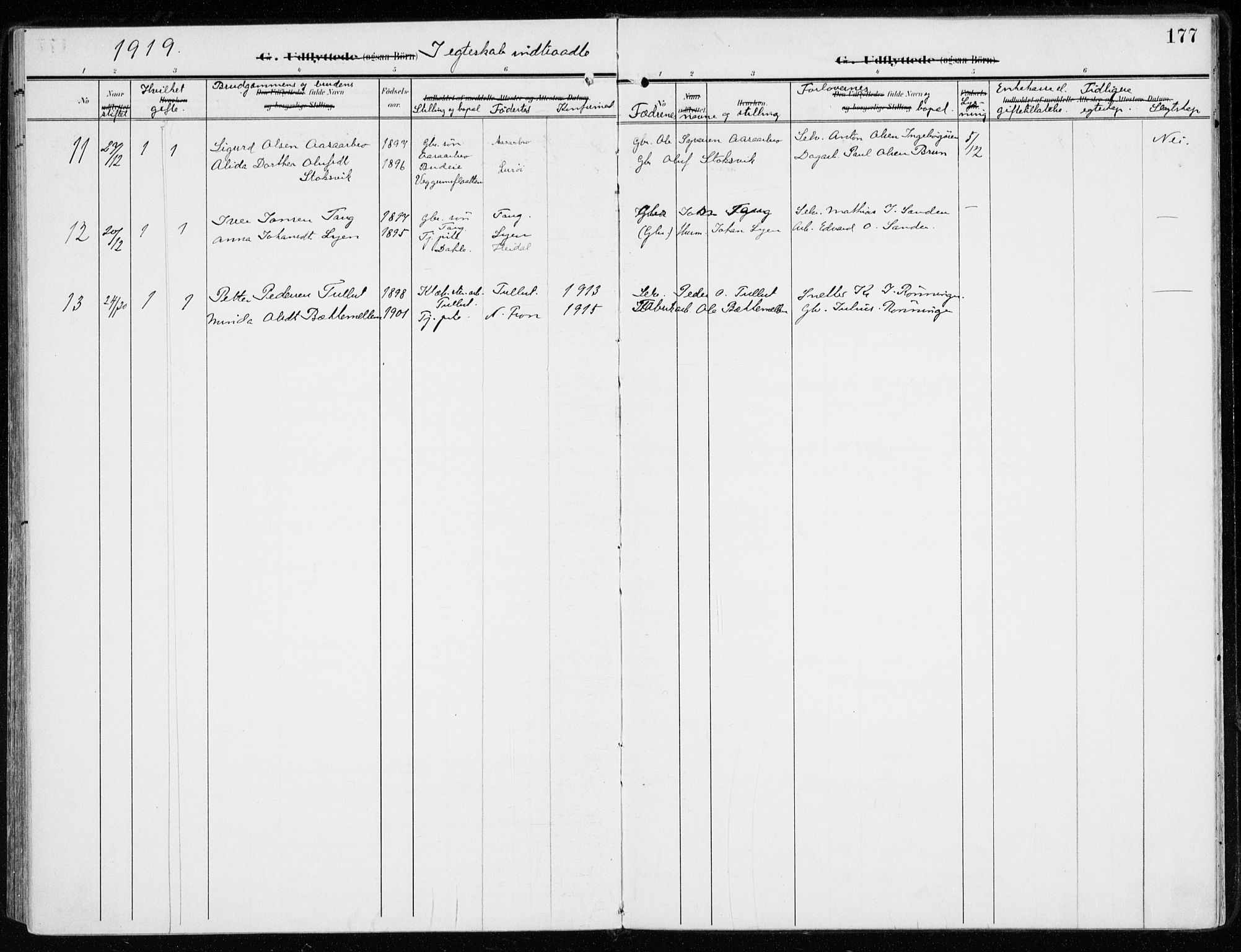Sel prestekontor, SAH/PREST-074/H/Ha/Haa/L0002: Parish register (official) no. 2, 1905-1919, p. 177