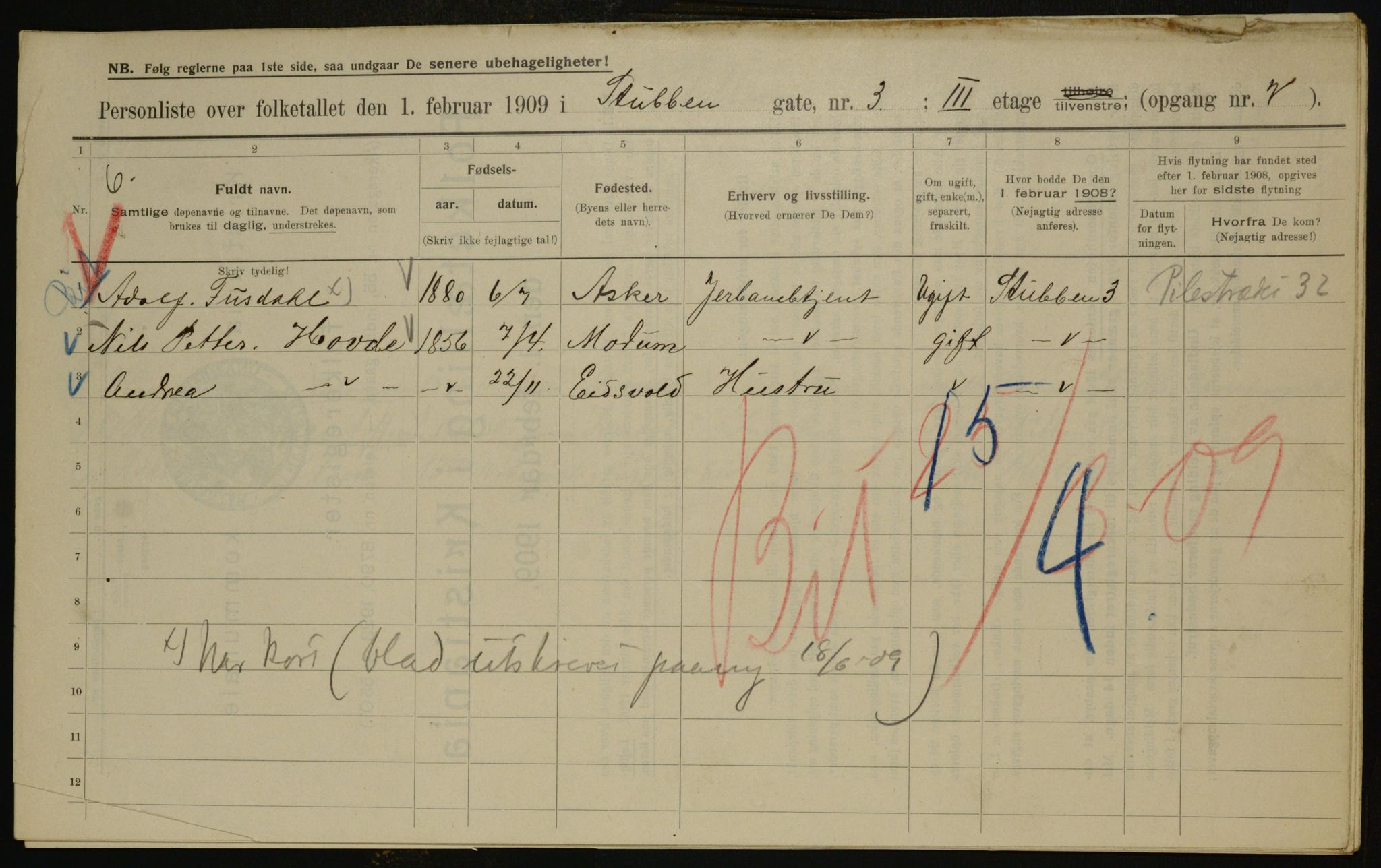 OBA, Municipal Census 1909 for Kristiania, 1909, p. 94503