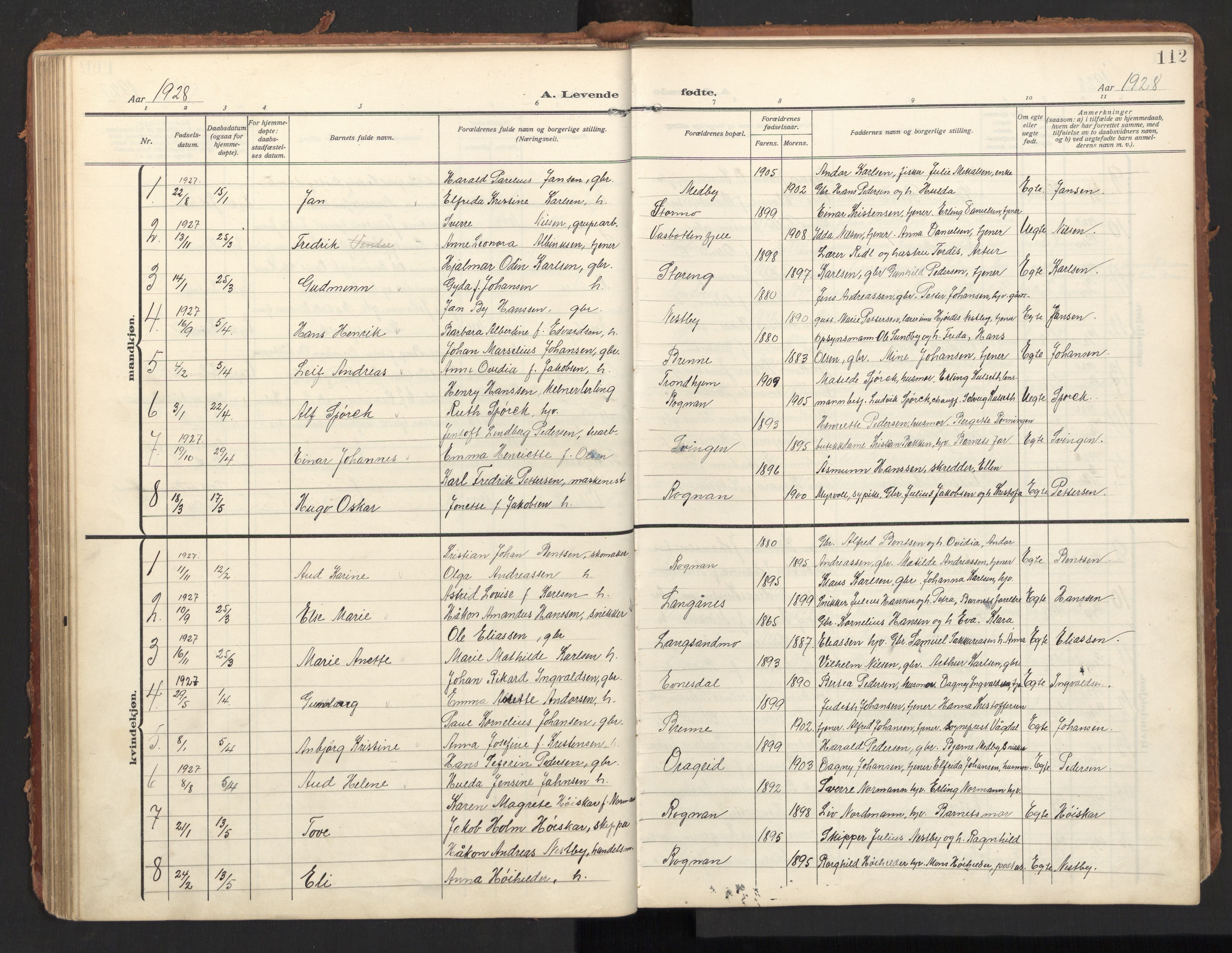 Ministerialprotokoller, klokkerbøker og fødselsregistre - Nordland, SAT/A-1459/847/L0683: Parish register (copy) no. 847C11, 1908-1929, p. 112
