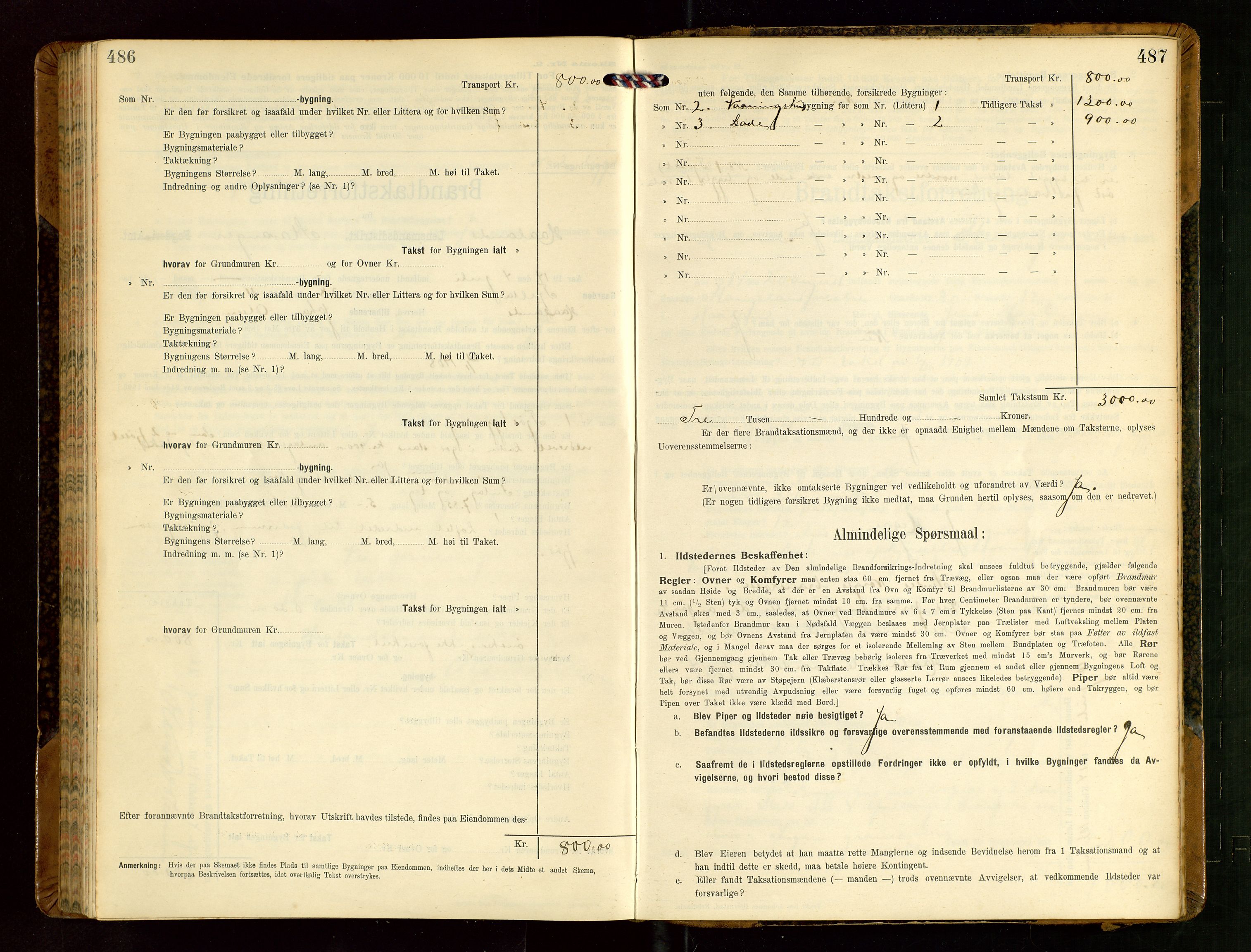 Håland lensmannskontor, AV/SAST-A-100100/Gob/L0004: Branntakstprotokoll - skjematakst. Register i boken., 1913-1915, p. 486-487