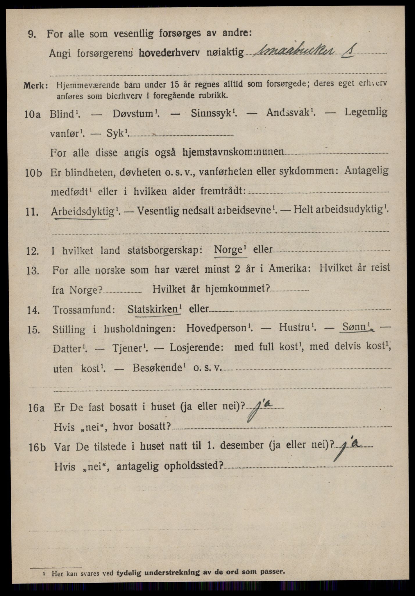 SAT, 1920 census for Volda, 1920, p. 6301