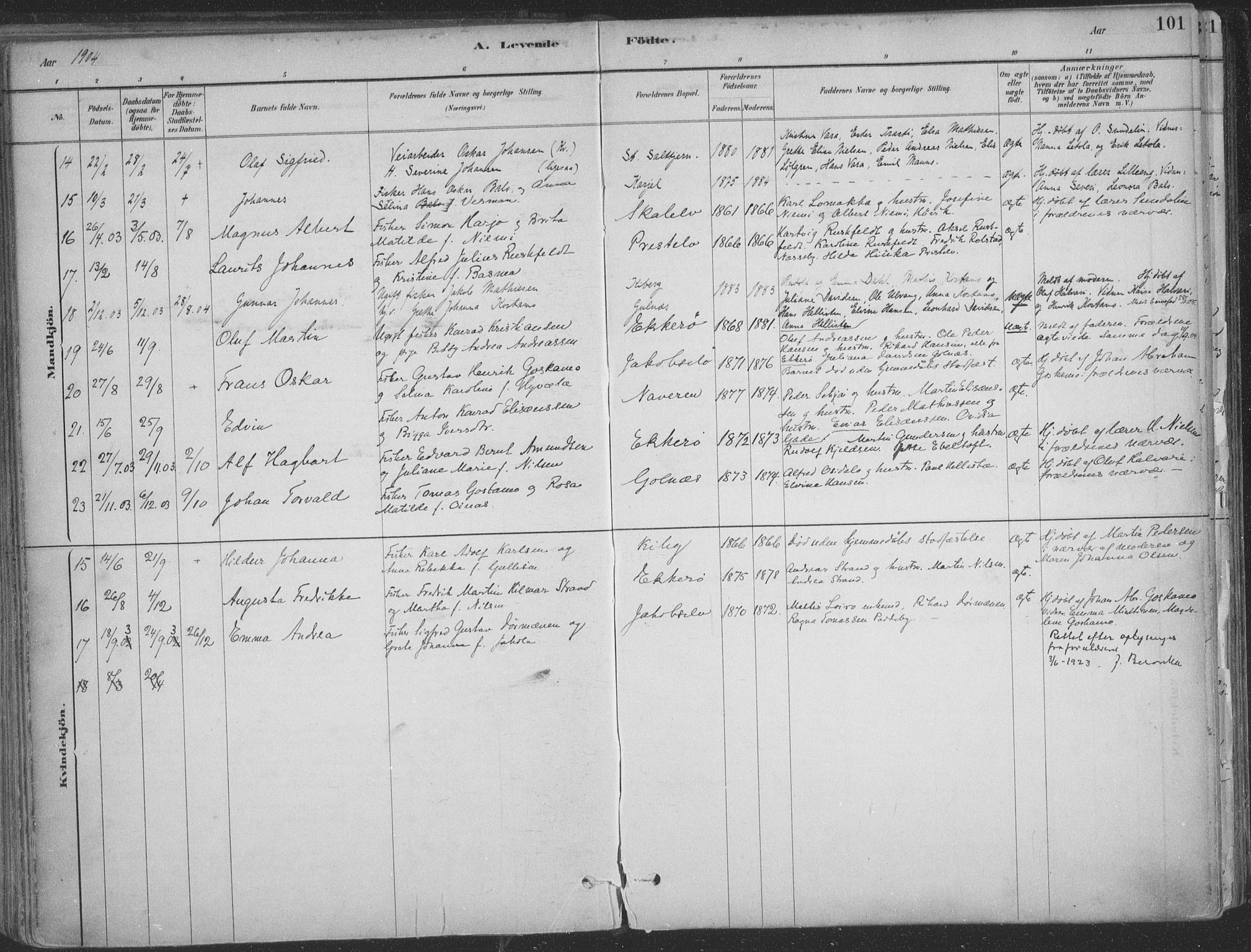 Vadsø sokneprestkontor, SATØ/S-1325/H/Ha/L0009kirke: Parish register (official) no. 9, 1881-1917, p. 101