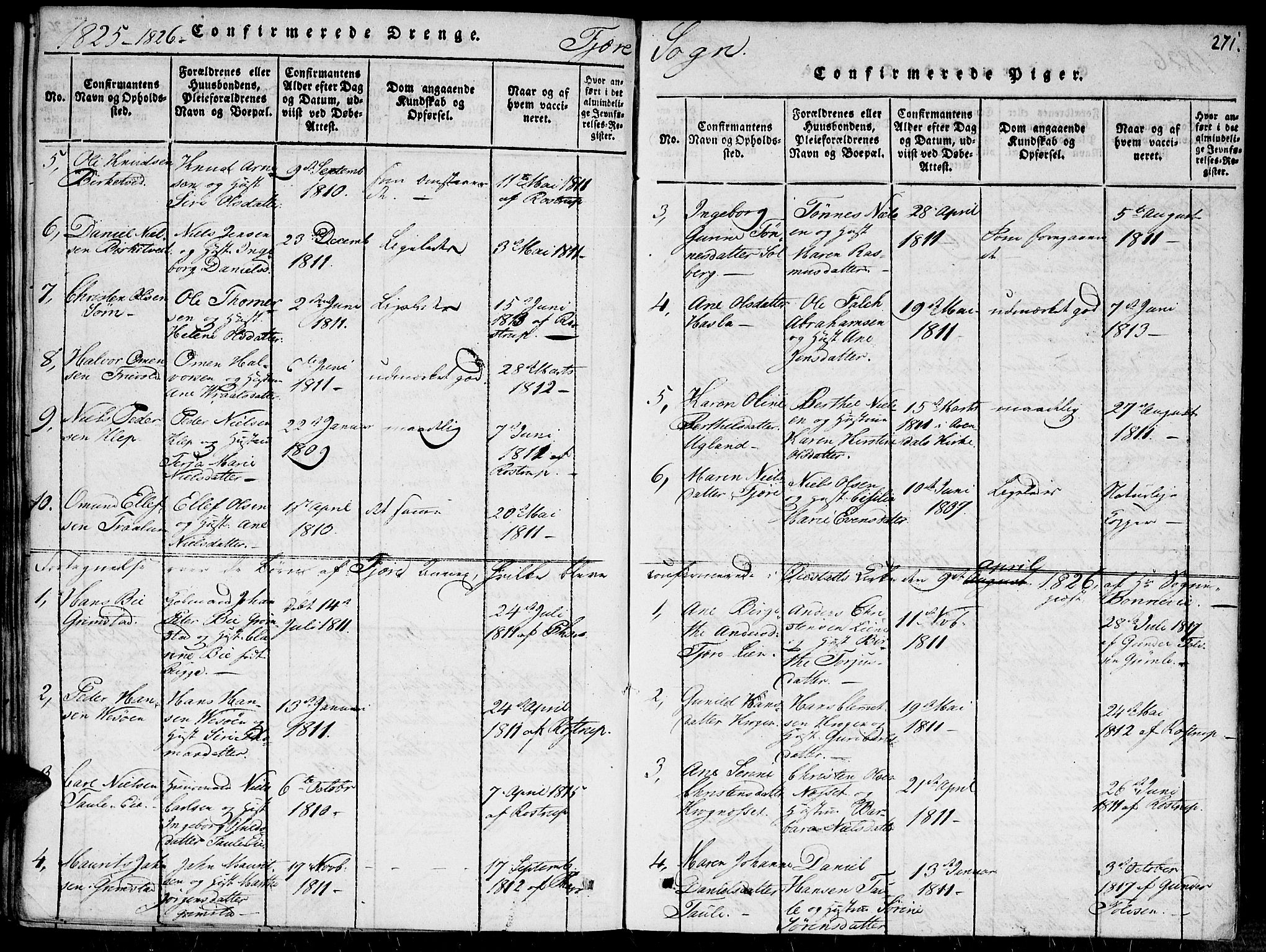 Fjære sokneprestkontor, AV/SAK-1111-0011/F/Fa/L0001: Parish register (official) no. A 1 /1, 1816-1826, p. 271