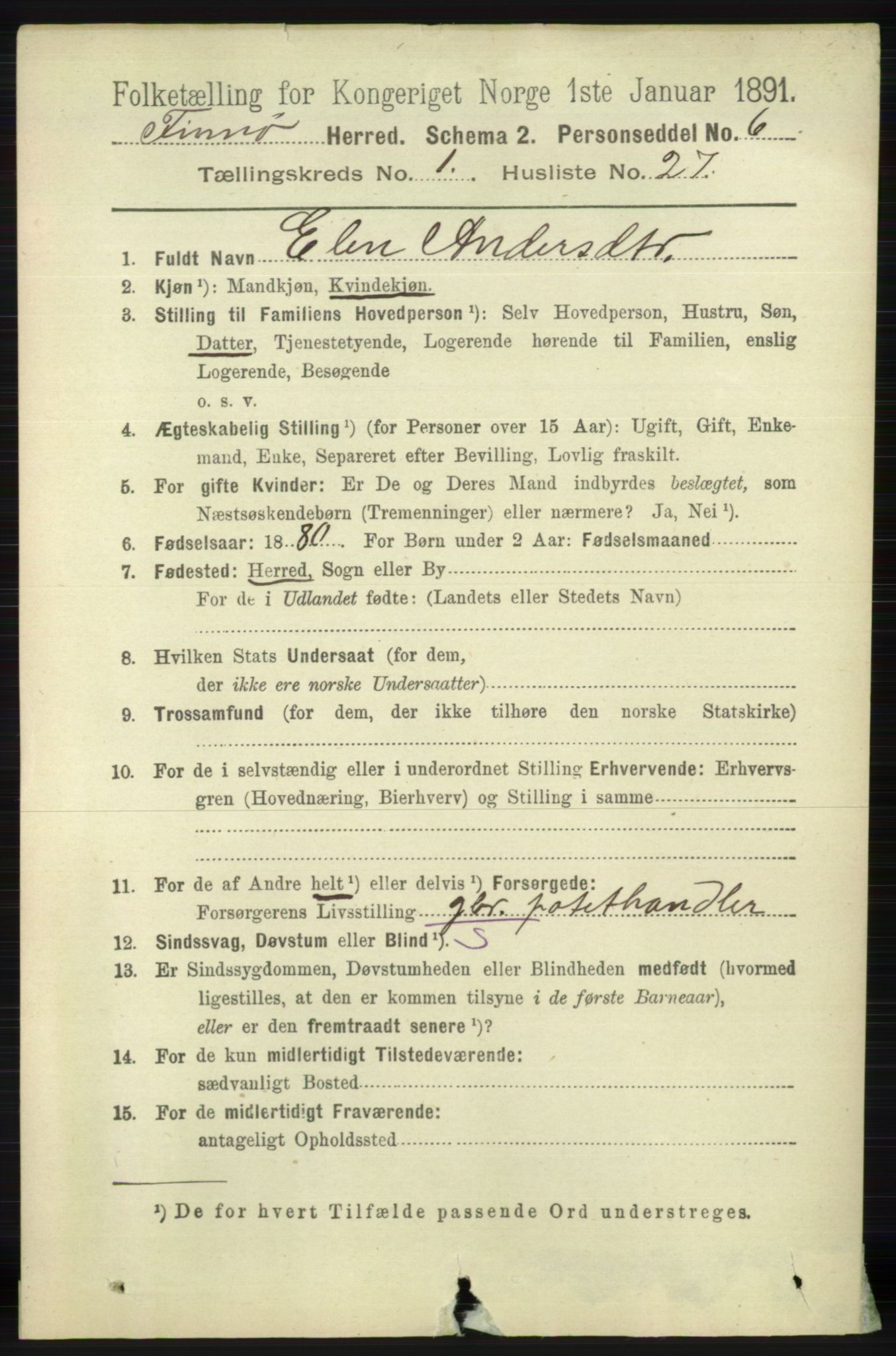 RA, 1891 census for 1141 Finnøy, 1891, p. 184