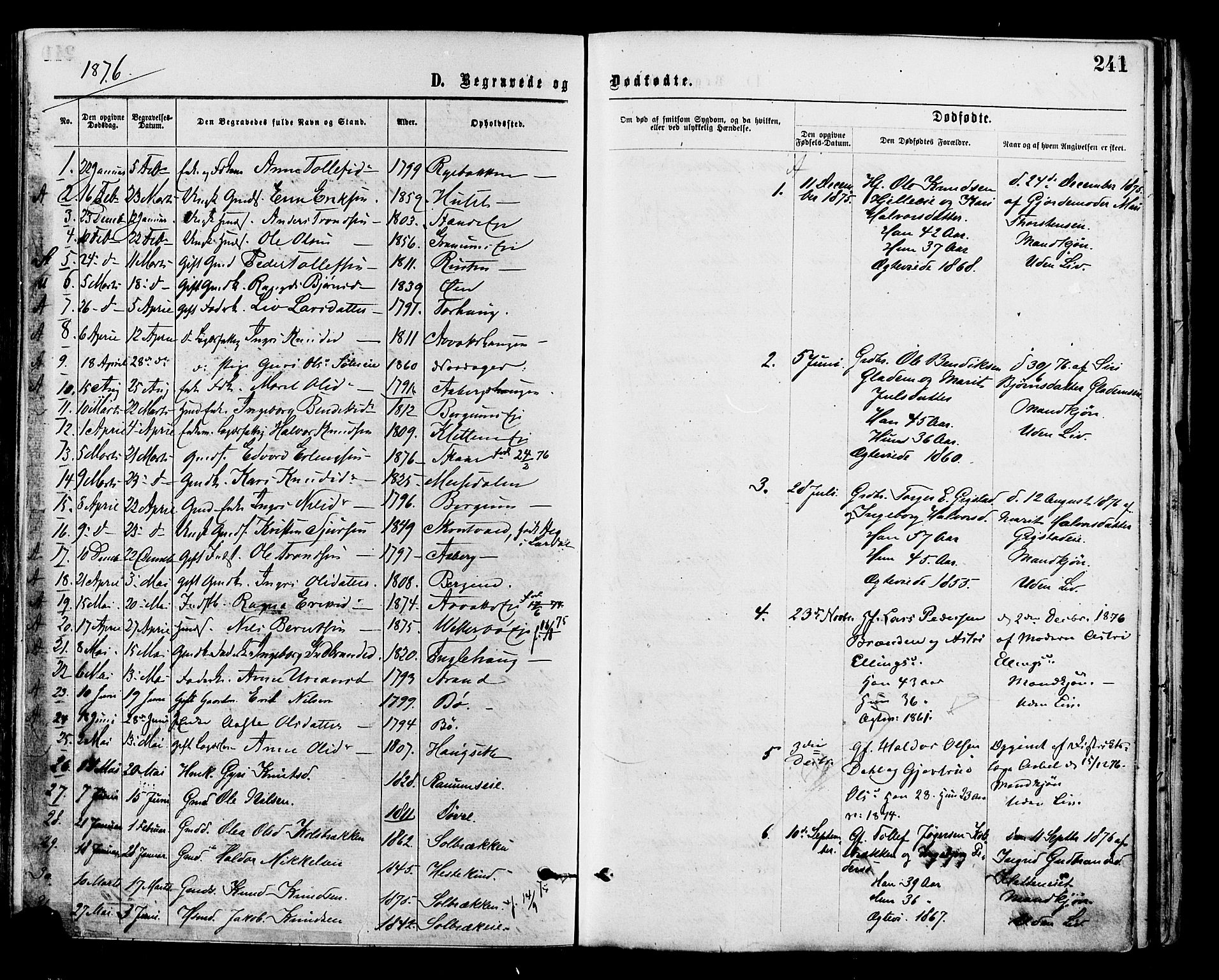 Nord-Aurdal prestekontor, SAH/PREST-132/H/Ha/Haa/L0009: Parish register (official) no. 9, 1876-1882, p. 241