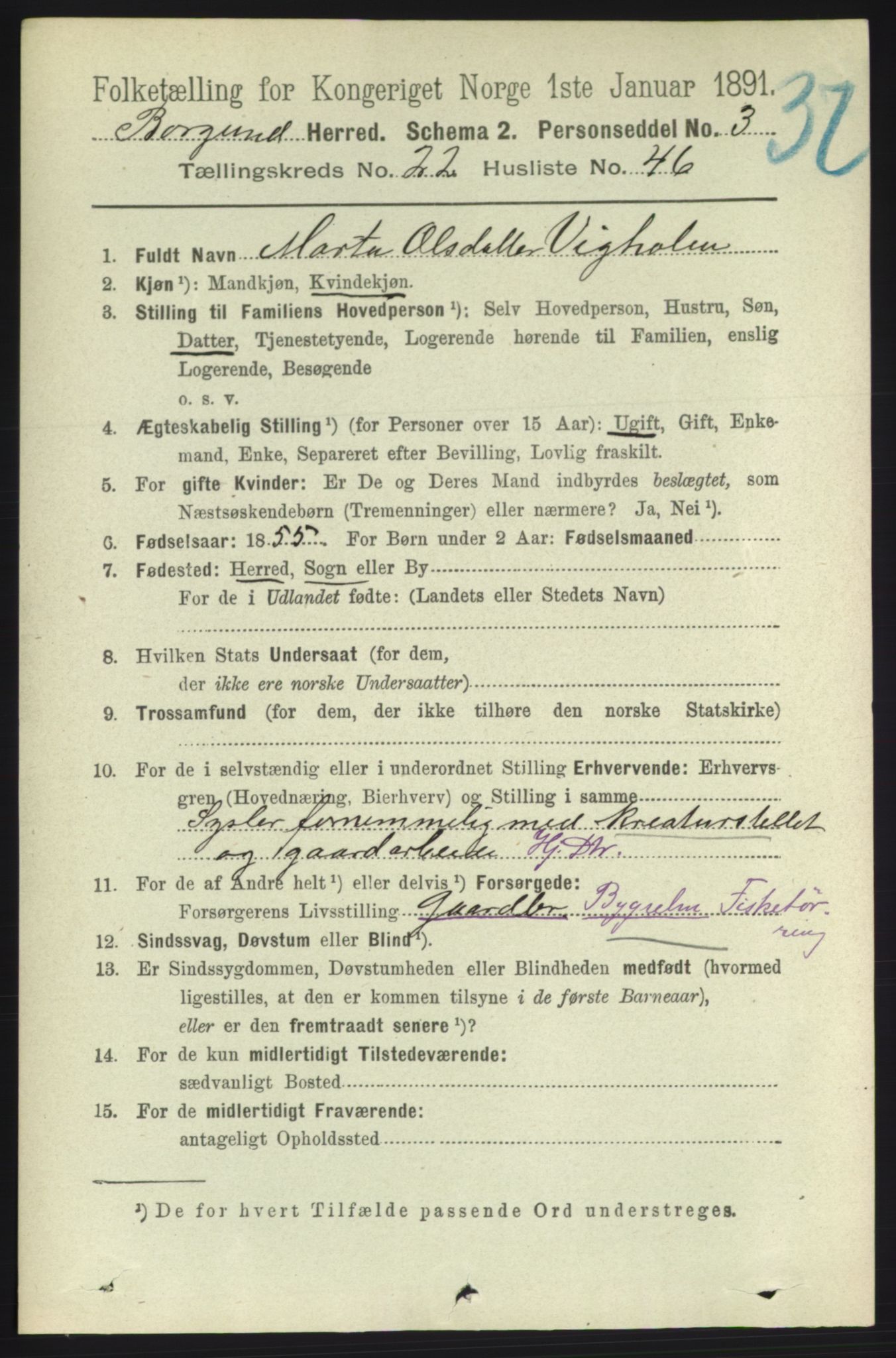 RA, 1891 census for 1531 Borgund, 1891, p. 6941