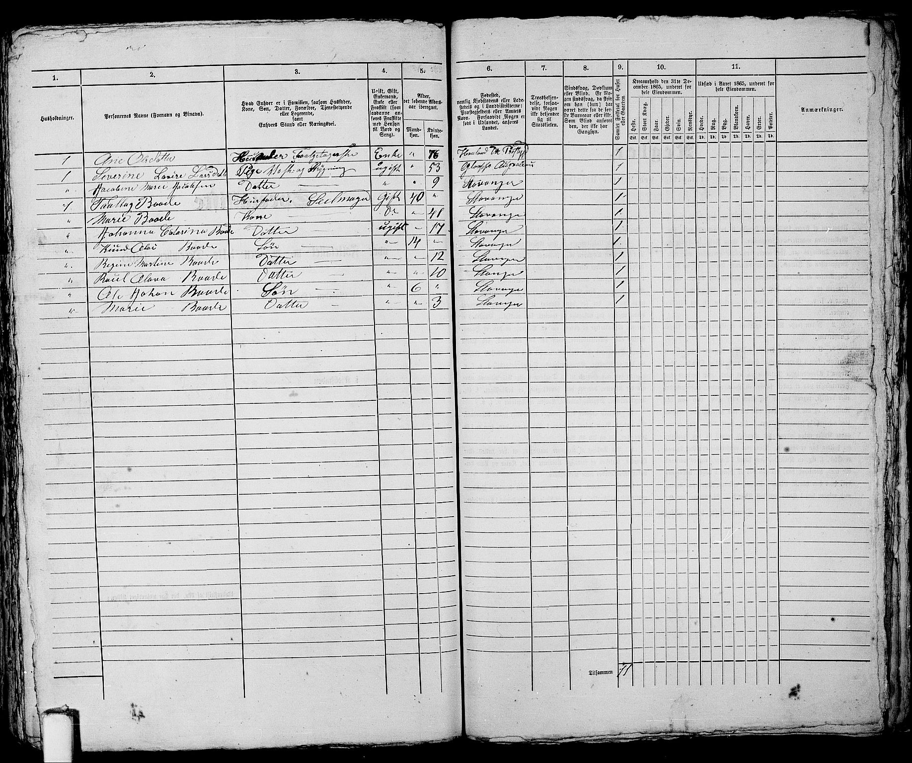 RA, 1865 census for Stavanger, 1865, p. 499