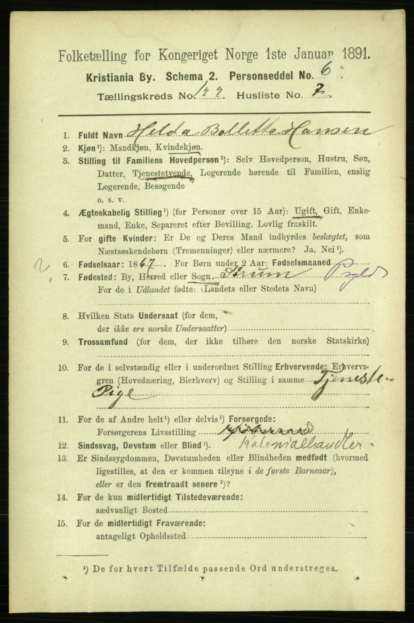 RA, 1891 census for 0301 Kristiania, 1891, p. 64899