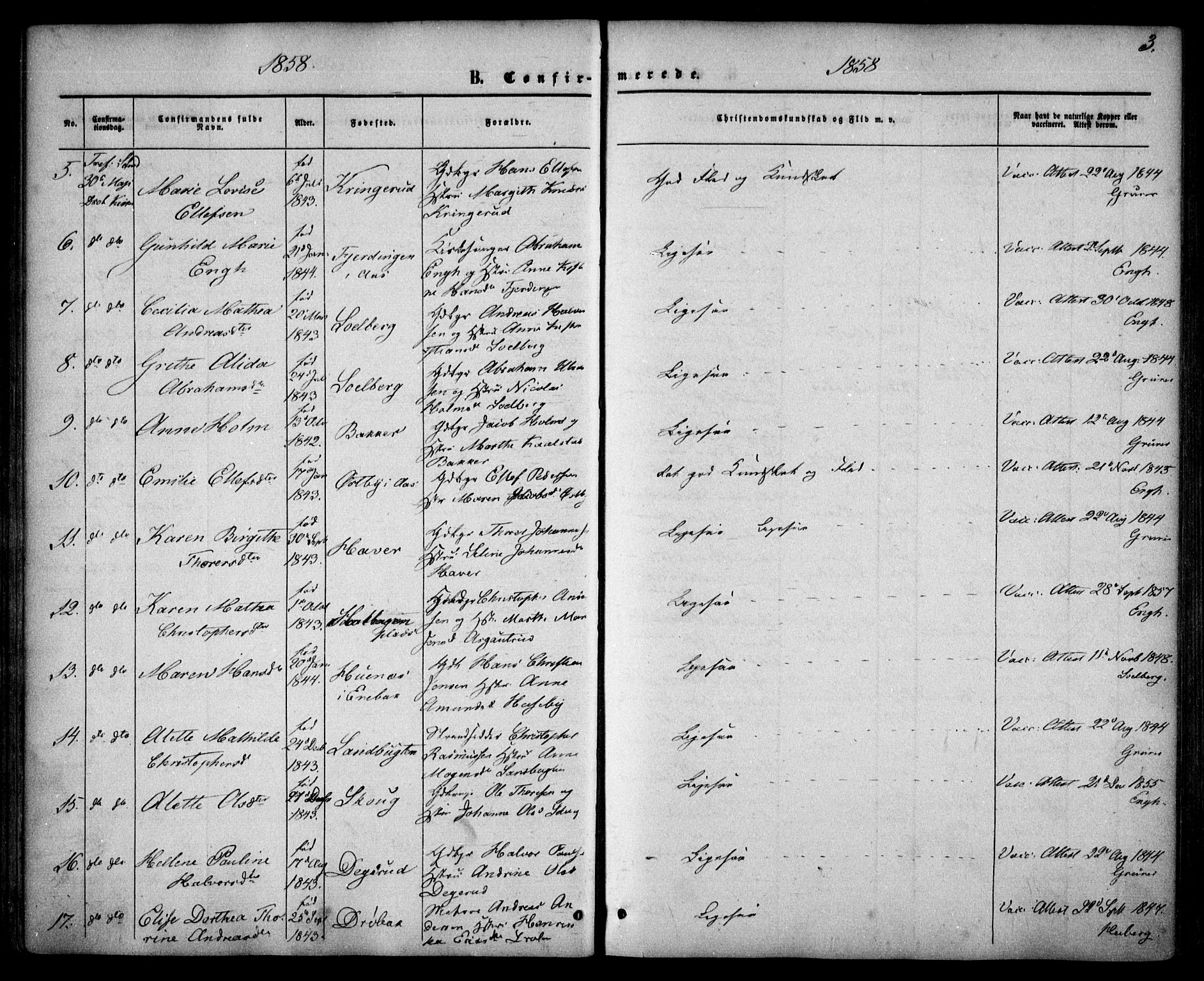 Drøbak prestekontor Kirkebøker, SAO/A-10142a/F/Fa/L0002: Parish register (official) no. I 2, 1858-1870, p. 3