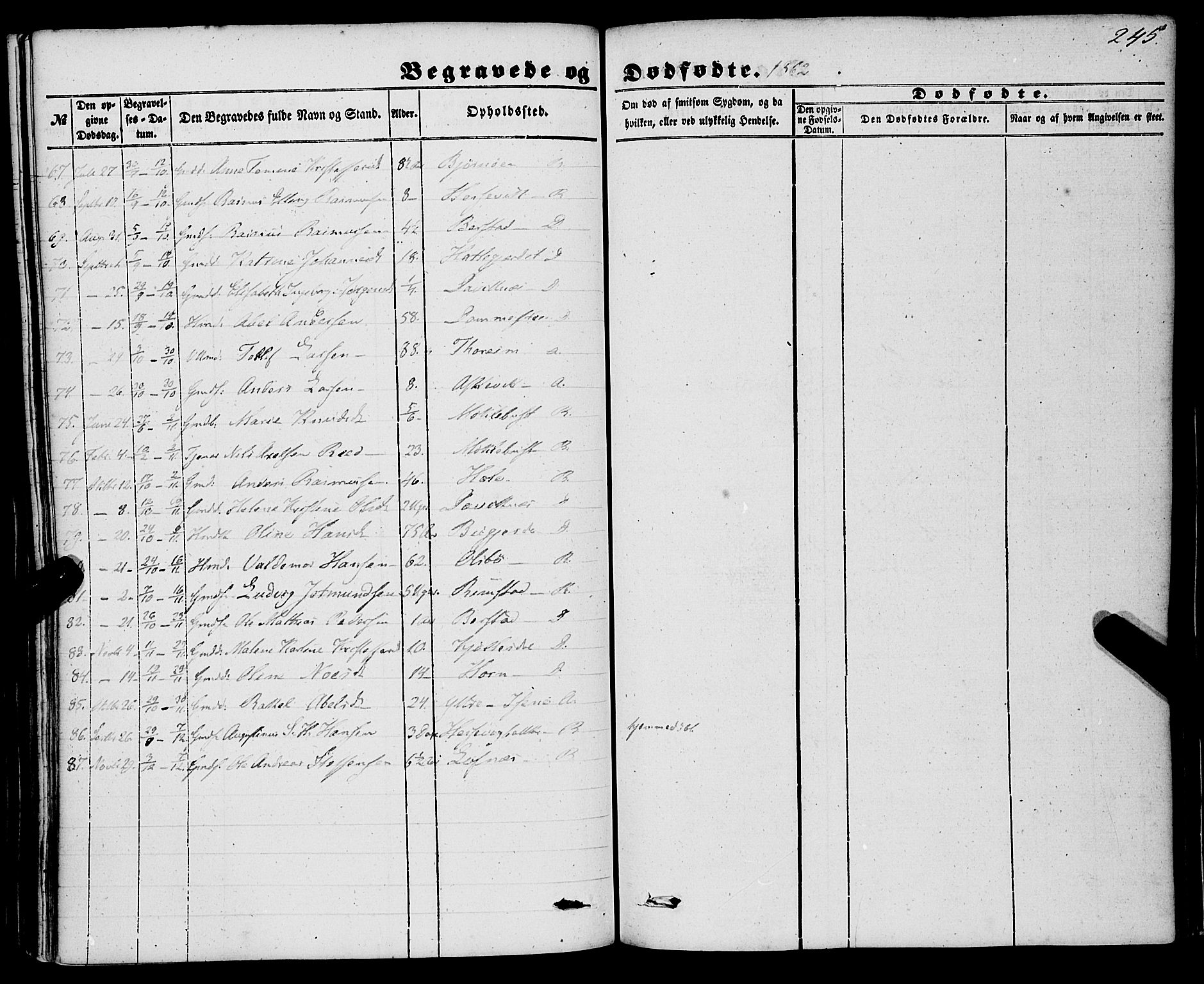 Davik sokneprestembete, AV/SAB-A-79701/H/Haa/Haaa/L0005: Parish register (official) no. A 5, 1850-1866, p. 245