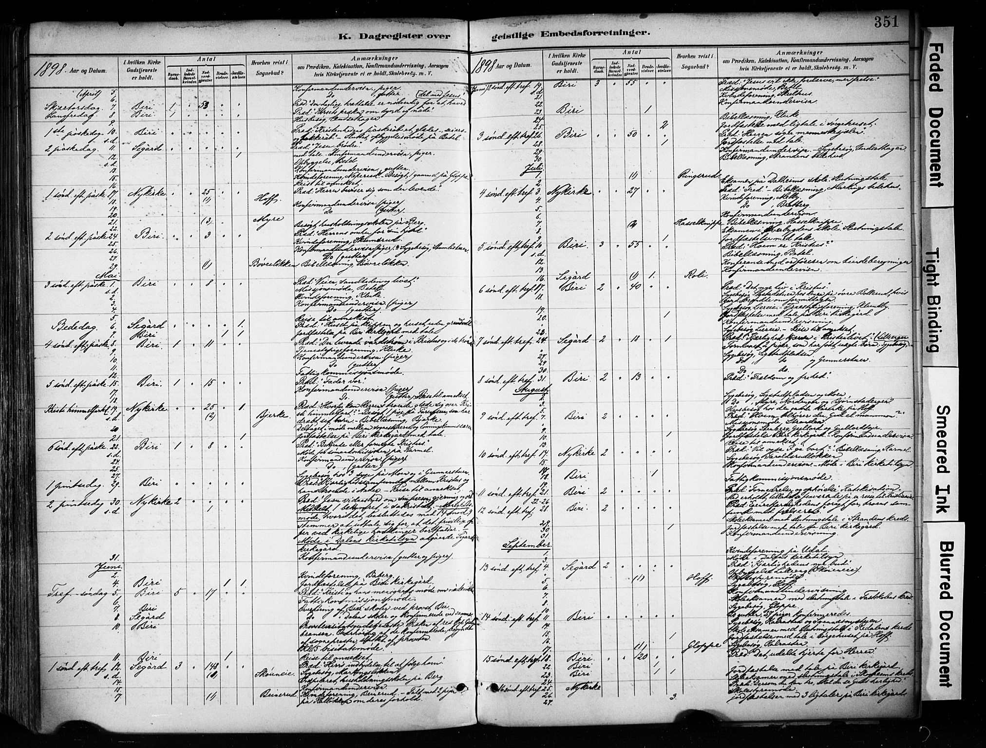 Biri prestekontor, AV/SAH-PREST-096/H/Ha/Haa/L0009: Parish register (official) no. 9, 1887-1900, p. 351