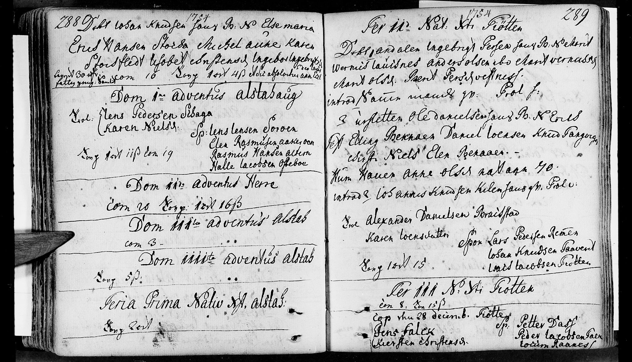 Ministerialprotokoller, klokkerbøker og fødselsregistre - Nordland, SAT/A-1459/830/L0434: Parish register (official) no. 830A03, 1737-1767, p. 288-289