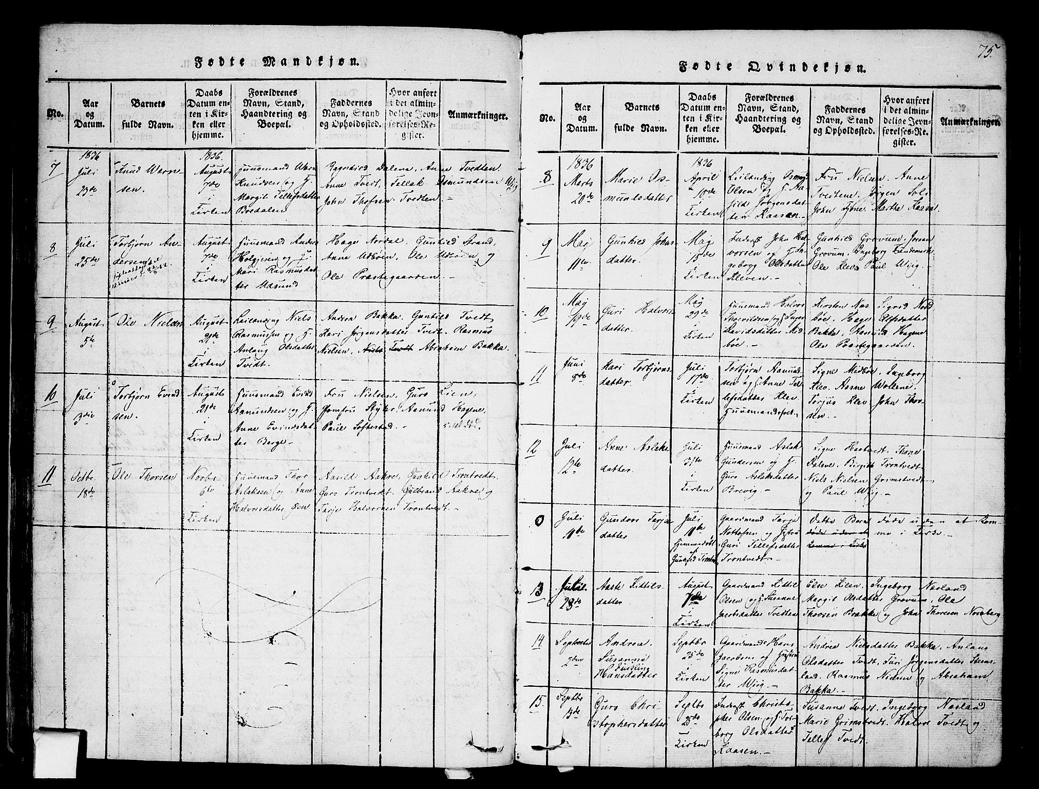 Nissedal kirkebøker, SAKO/A-288/F/Fa/L0002: Parish register (official) no. I 2, 1814-1845, p. 75