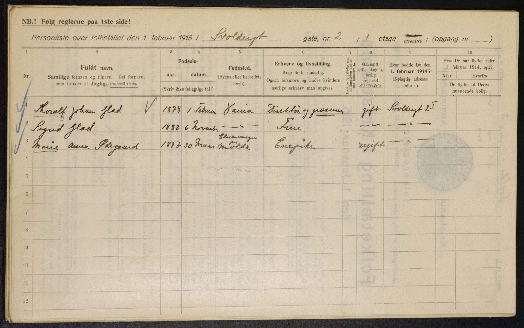 OBA, Municipal Census 1915 for Kristiania, 1915, p. 106494