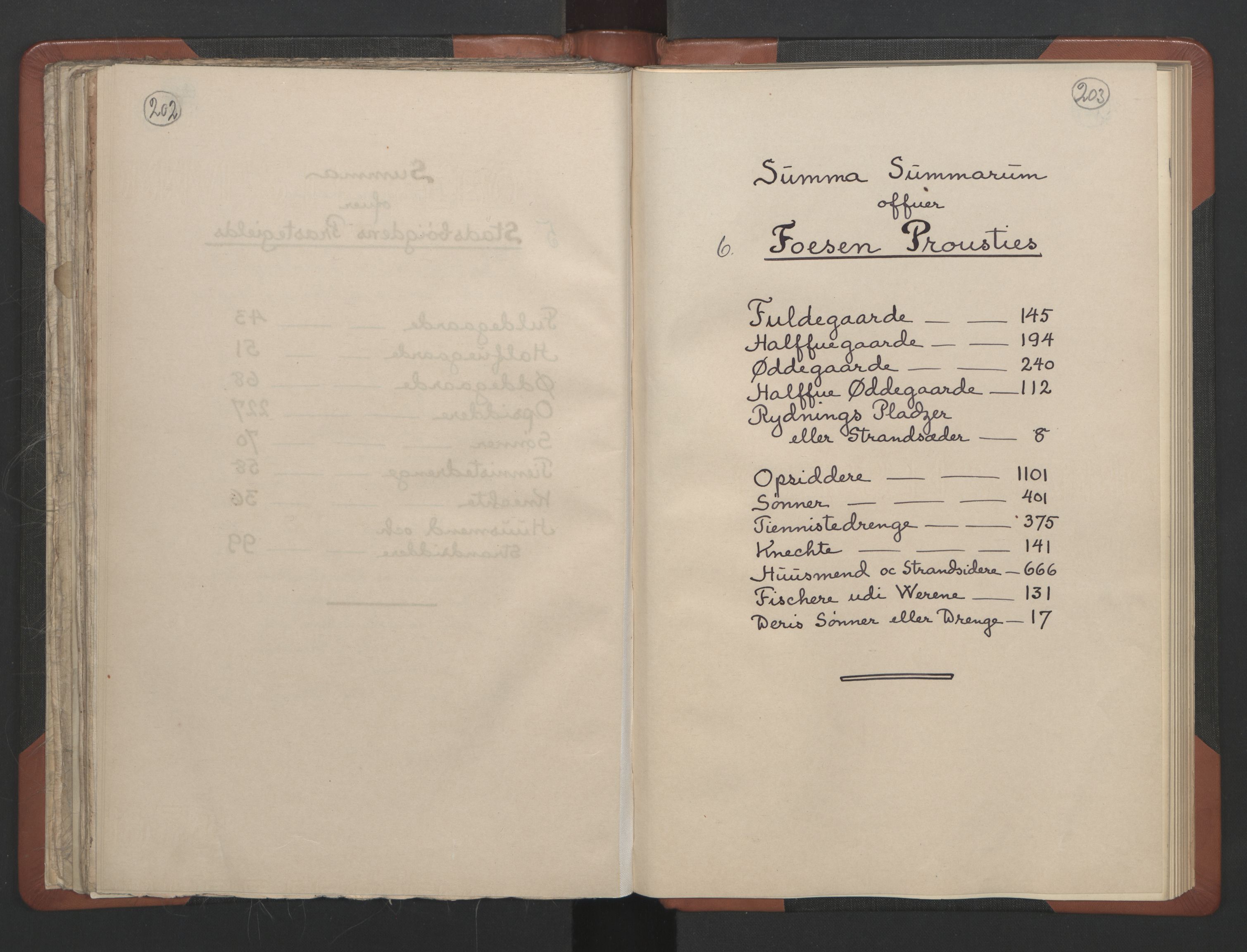 RA, Vicar's Census 1664-1666, no. 30: Fosen deanery, 1664-1666, p. 202-203