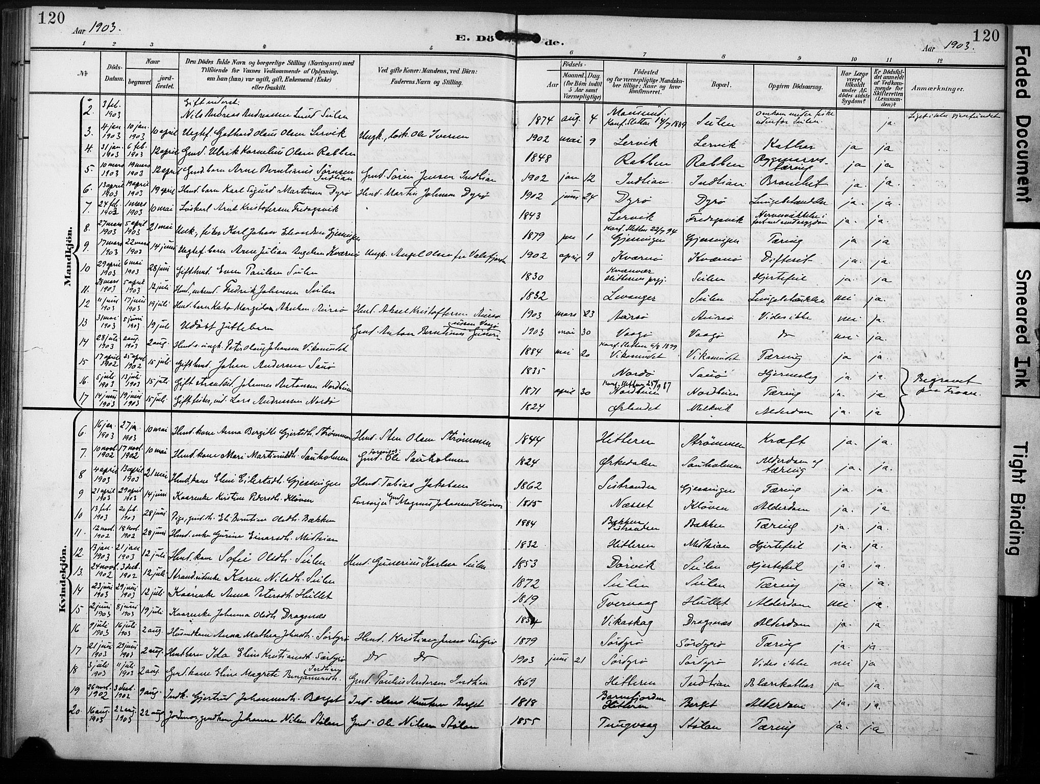 Ministerialprotokoller, klokkerbøker og fødselsregistre - Sør-Trøndelag, SAT/A-1456/640/L0580: Parish register (official) no. 640A05, 1902-1910, p. 120
