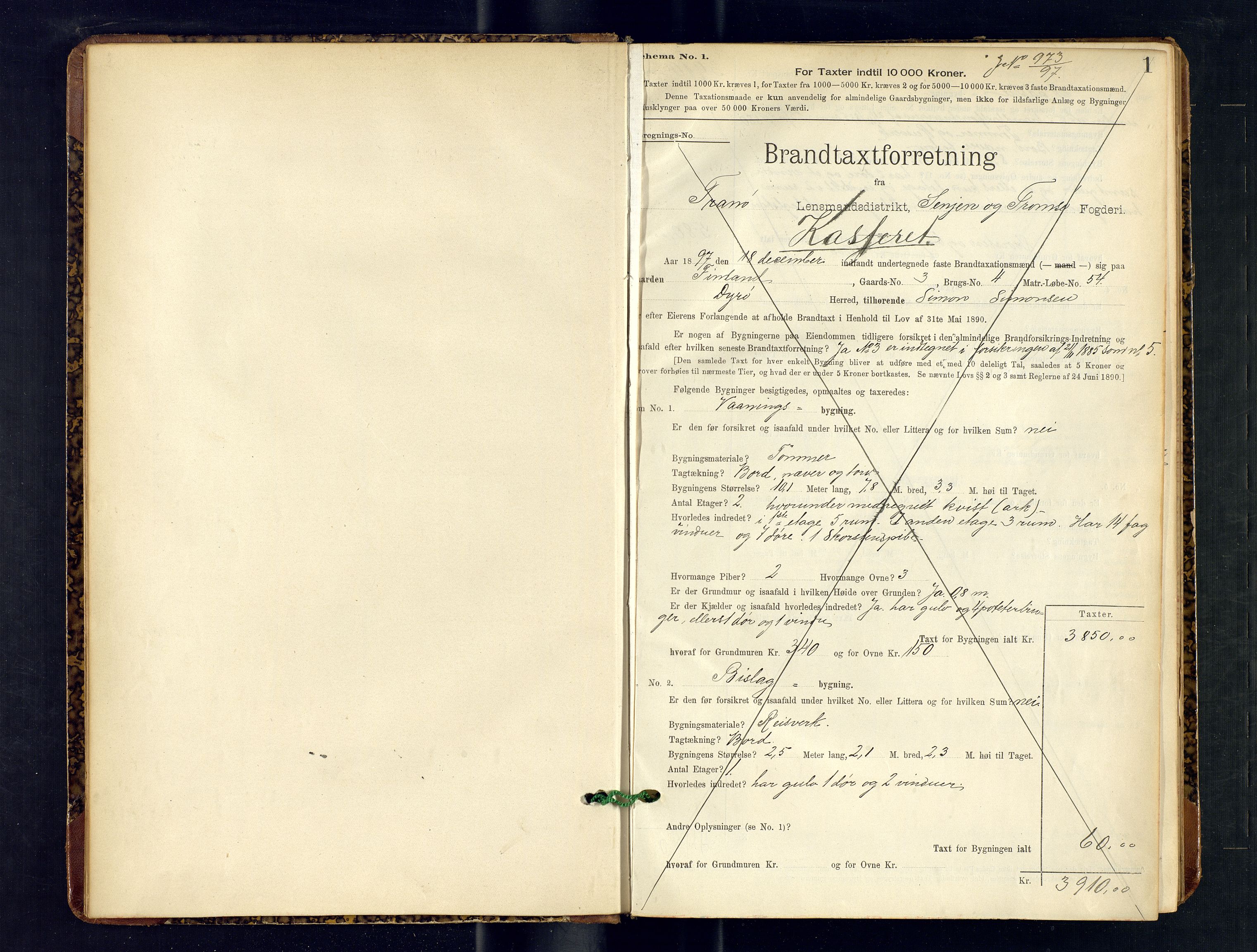 Tranøy lensmannskontor (Sørreisa lensmannskontor), AV/SATØ-SATØ-46/1/F/Fq/Fqc/L0249: Branntakstprotokoller, 1897-1900, p. 1