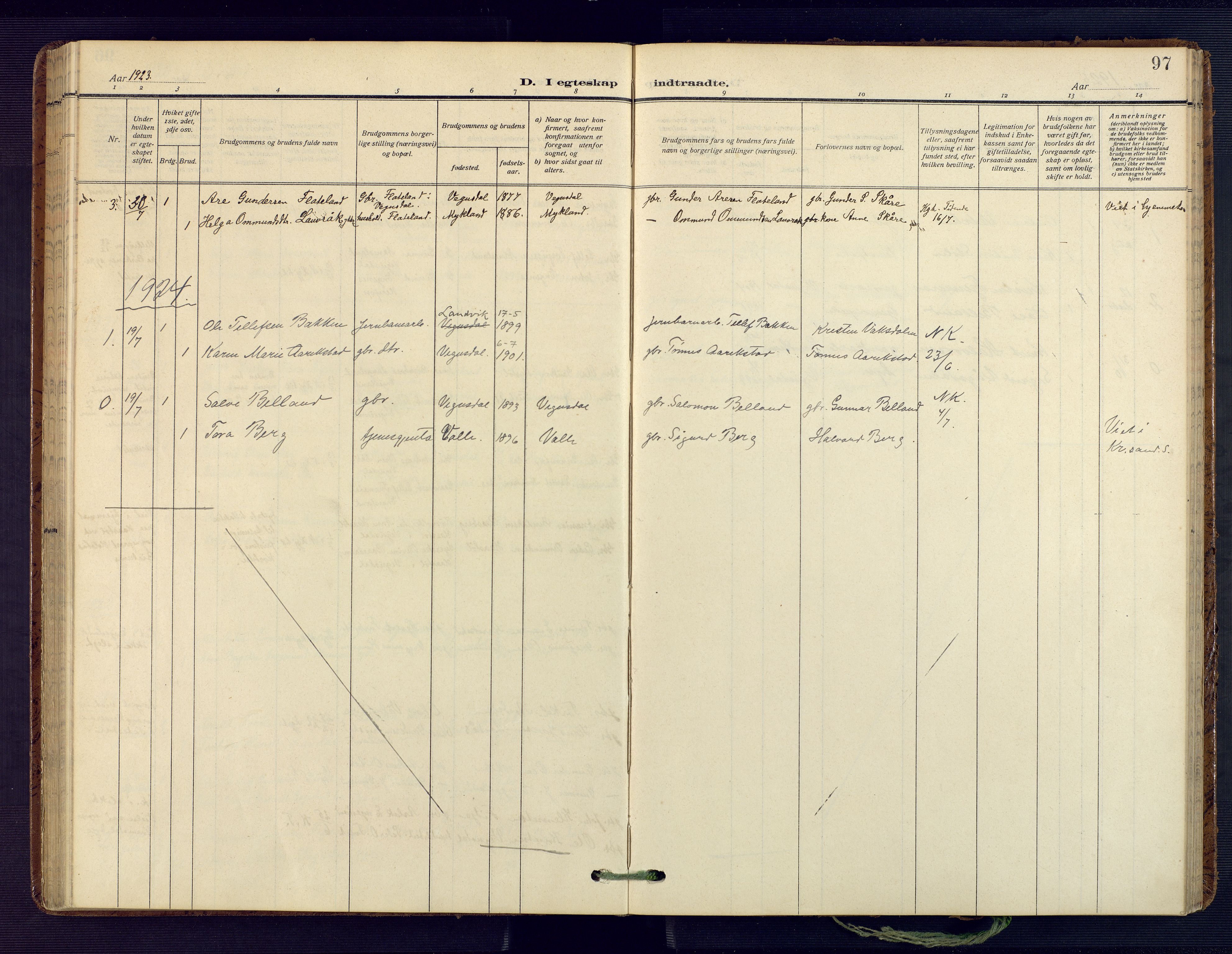 Herefoss sokneprestkontor, SAK/1111-0019/F/Fa/Fab/L0005: Parish register (official) no. A 5, 1910-1932, p. 97