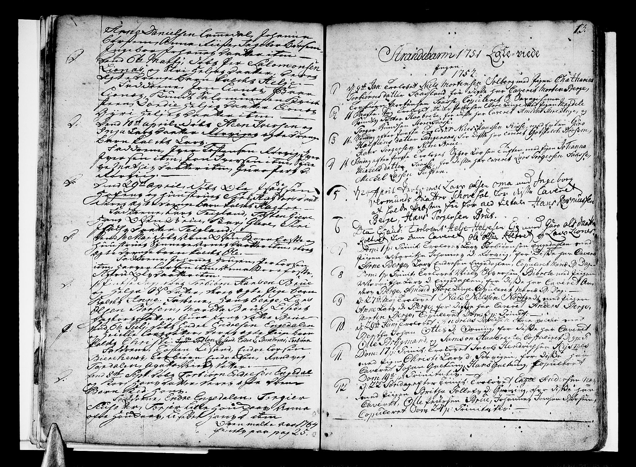 Strandebarm sokneprestembete, SAB/A-78401/H/Haa: Parish register (official) no. A 3 /1, 1750-1787, p. 13