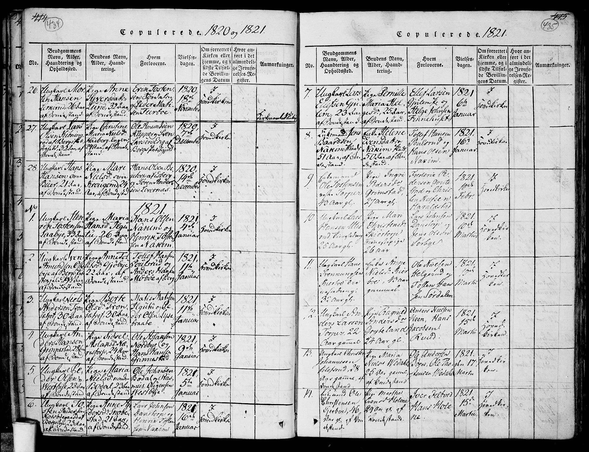 Rakkestad prestekontor Kirkebøker, SAO/A-2008/F/Fa/L0006: Parish register (official) no. I 6, 1814-1824, p. 434-435