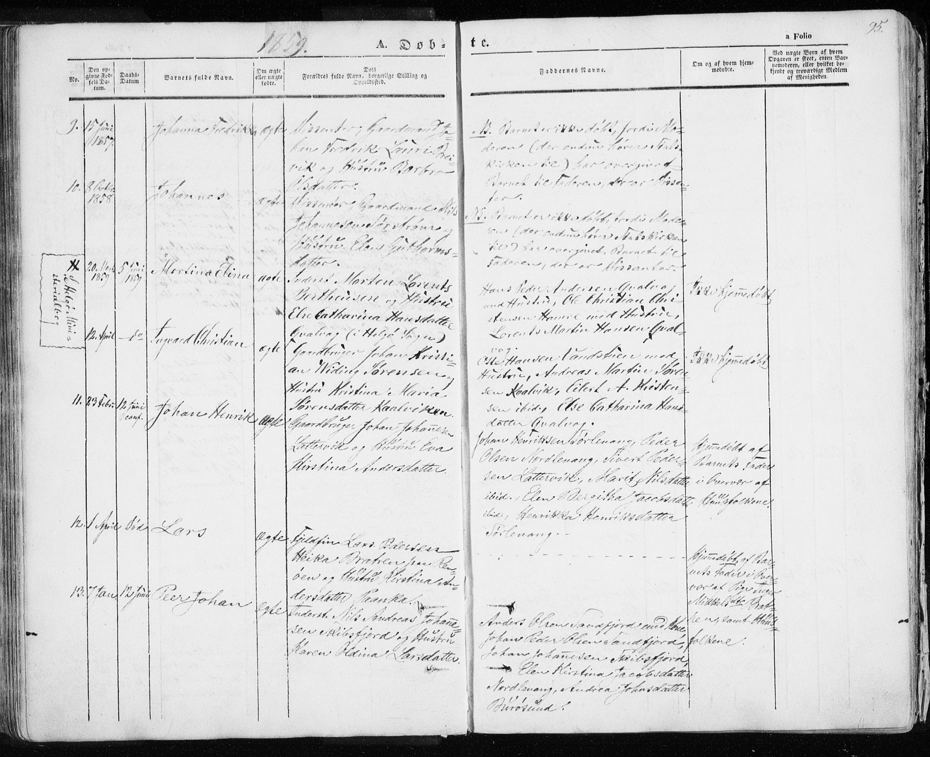 Karlsøy sokneprestembete, SATØ/S-1299/H/Ha/Haa/L0003kirke: Parish register (official) no. 3, 1843-1860, p. 95