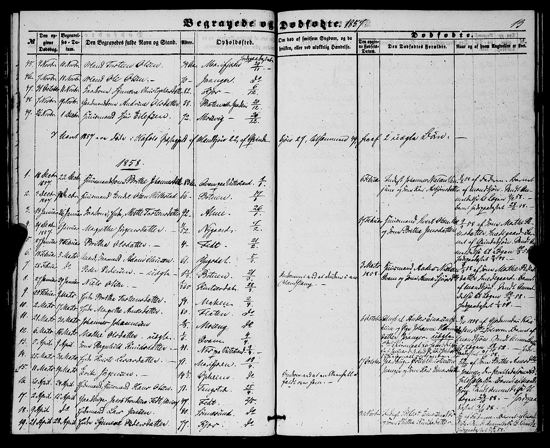 Hafslo sokneprestembete, SAB/A-80301/H/Haa/Haaa/L0010: Parish register (official) no. A 10, 1853-1876, p. 13