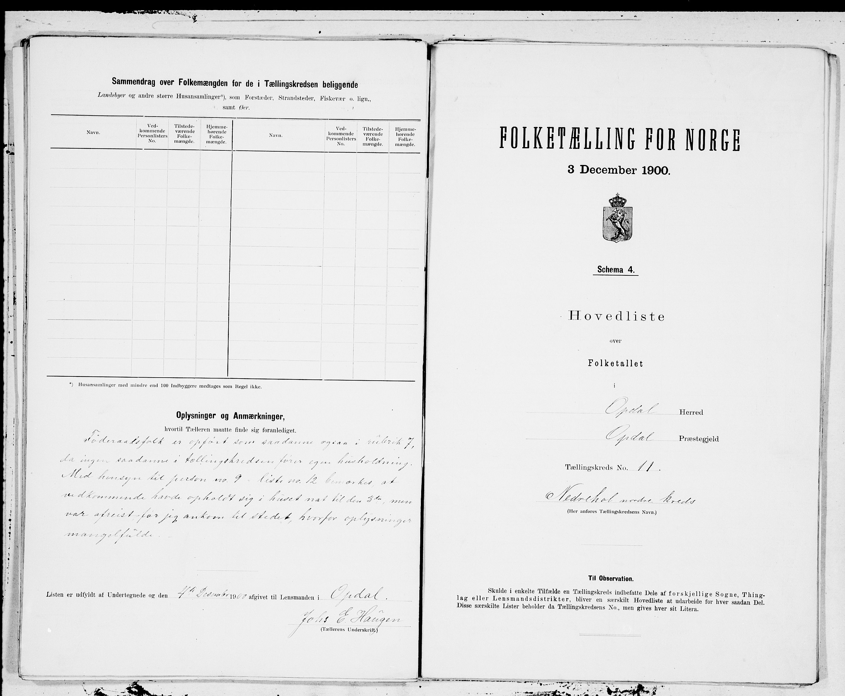SAT, 1900 census for Oppdal, 1900, p. 22