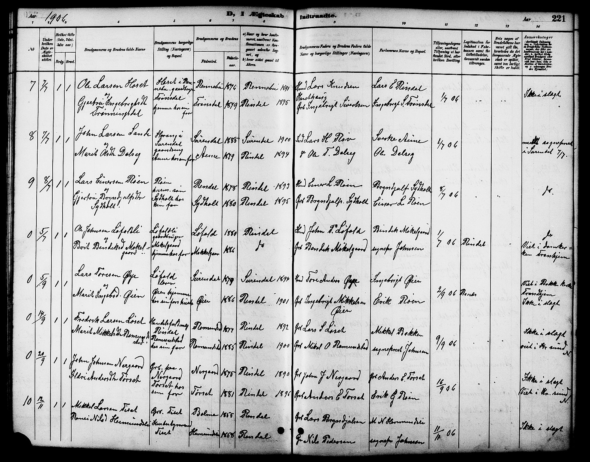 Ministerialprotokoller, klokkerbøker og fødselsregistre - Møre og Romsdal, AV/SAT-A-1454/598/L1078: Parish register (copy) no. 598C03, 1892-1909, p. 221